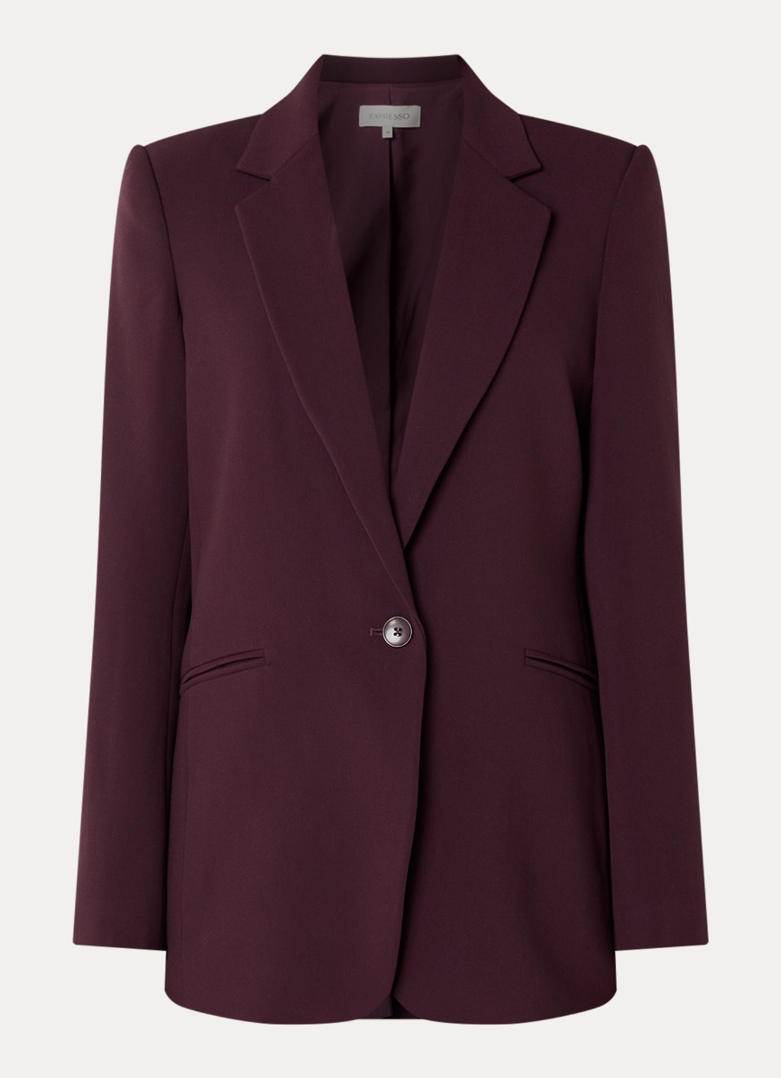 Expresso Blazer met paspelzakken en schoudervulling - voorkant 3 aubergine