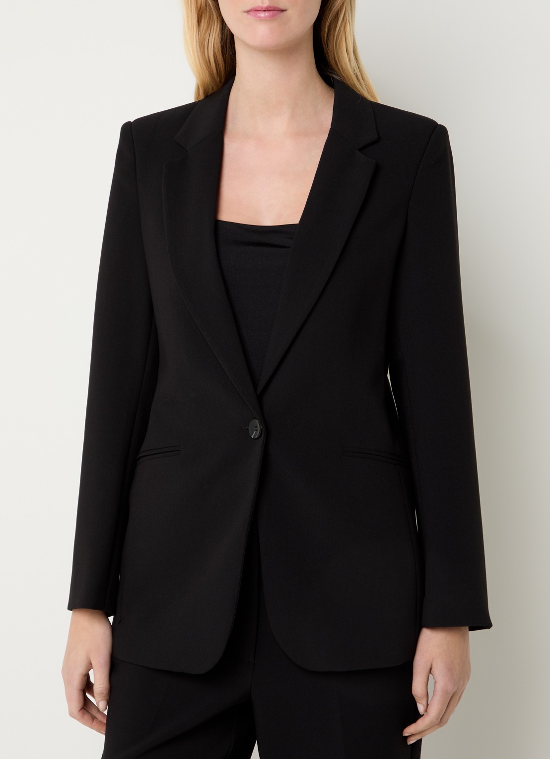 Expresso Blazer met paspelzakken en stretch - detail 2 zwart
