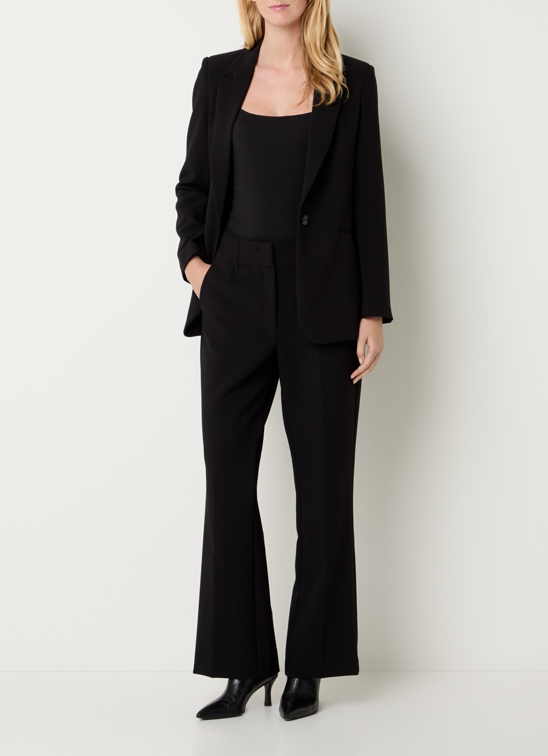 Expresso Blazer met paspelzakken en stretch - voorkant 4 zwart