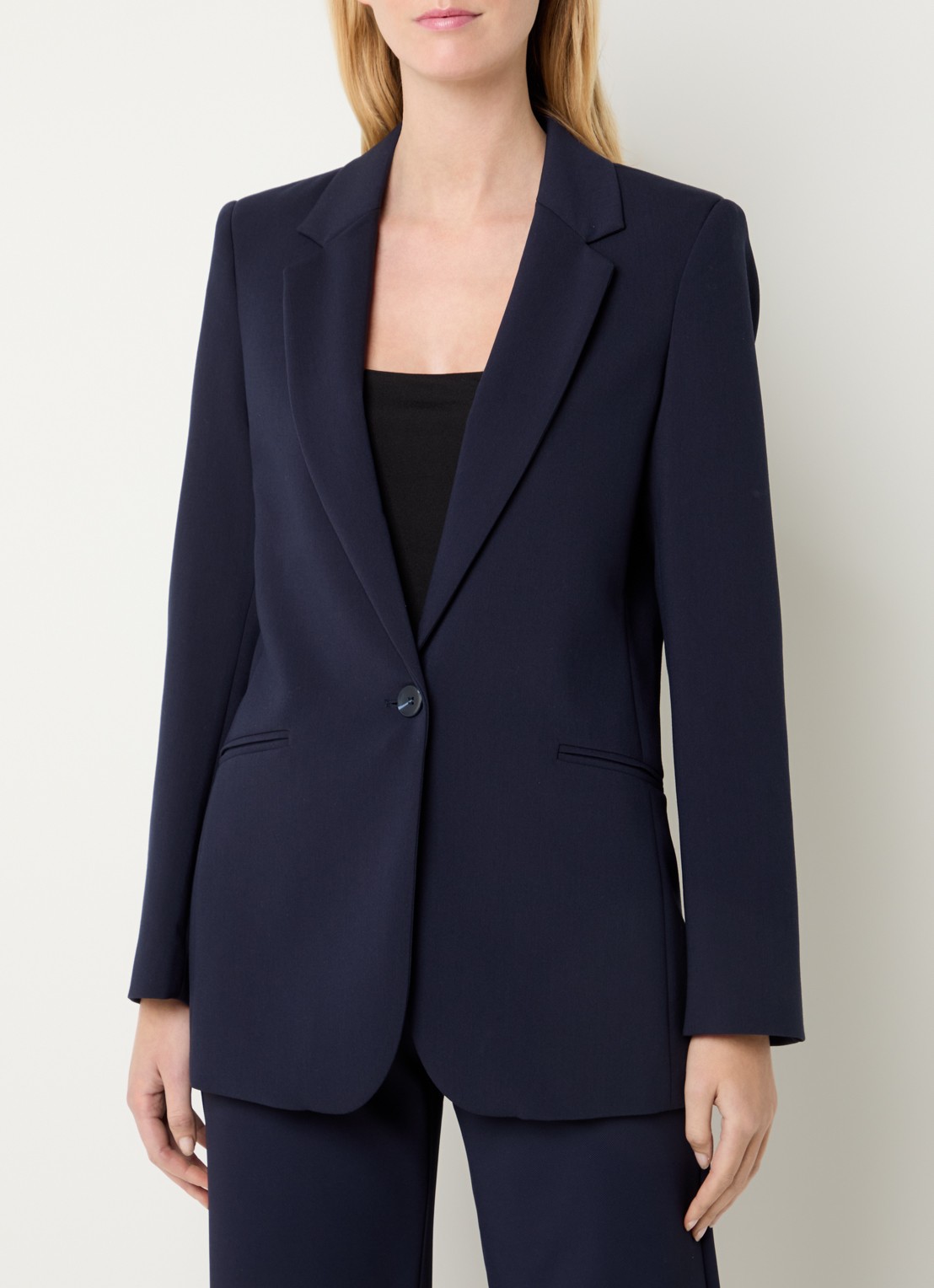 Expresso Blazer met paspelzakken en stretch - detail 2 donkerblauw