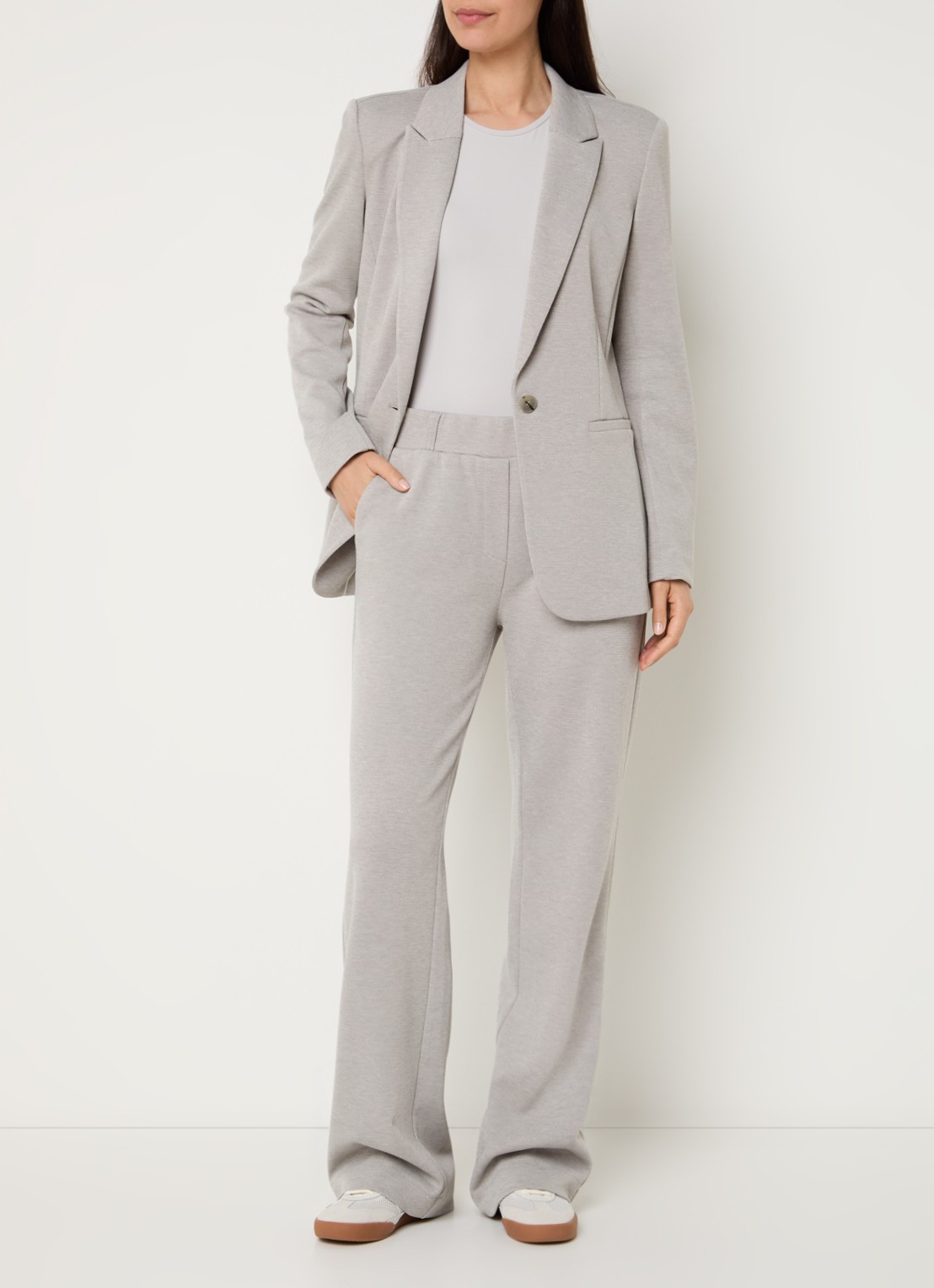 Expresso Blazer met paspelzakken - voorkant 4 lichtgrijs