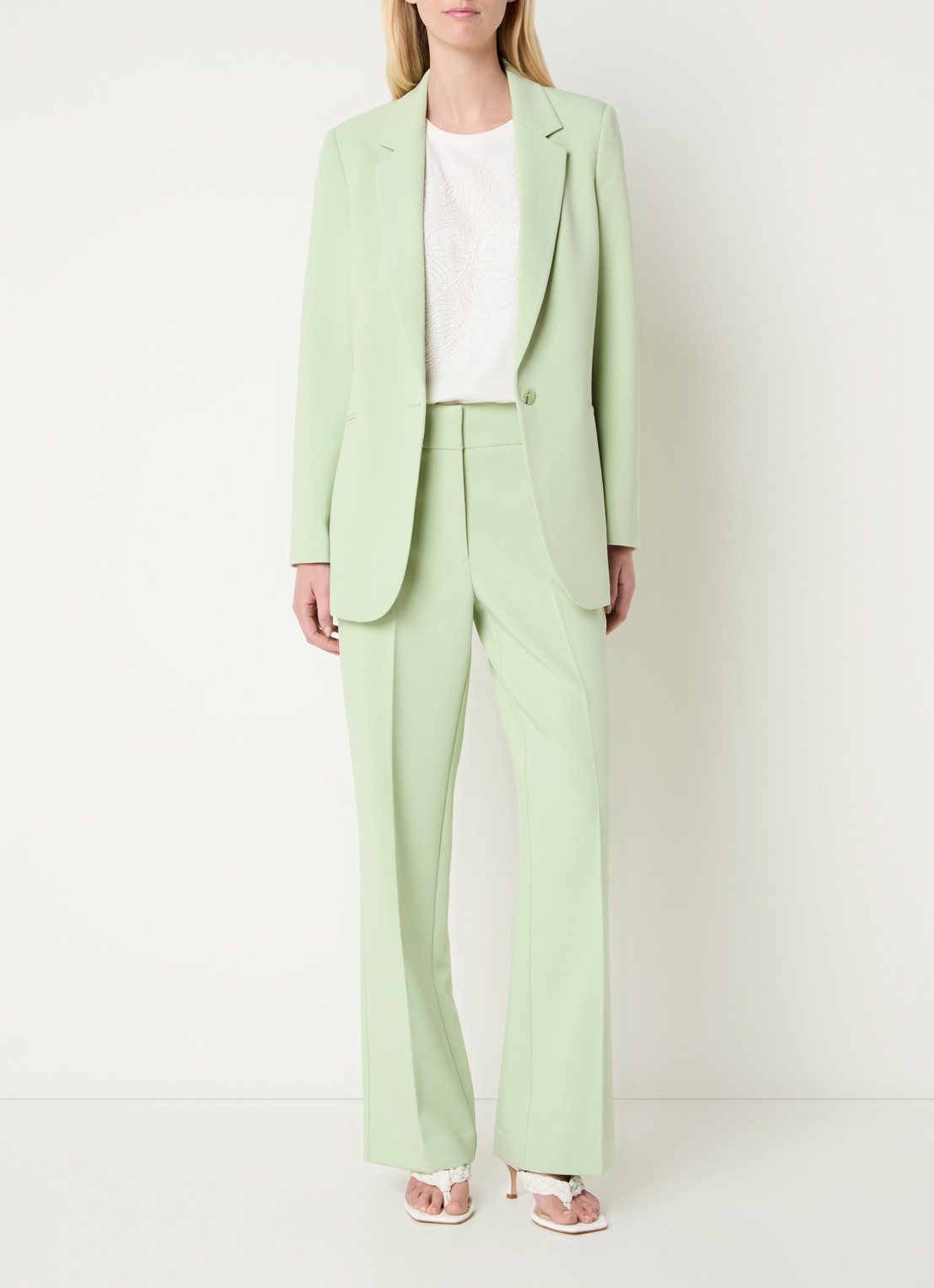Expresso Blazer met paspelzakken - voorkant 4 lindegroen