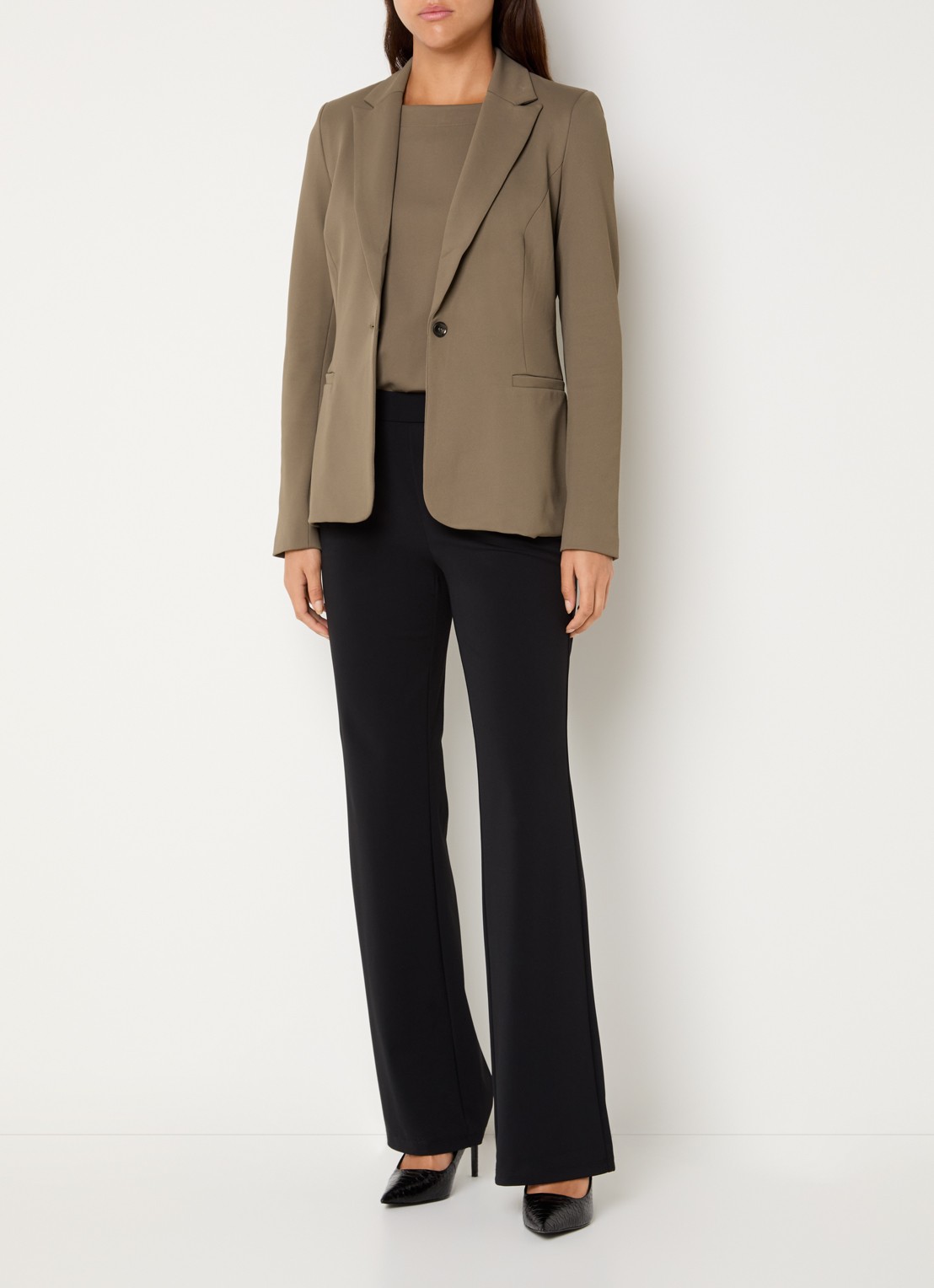 Expresso Blazer met paspelzakken - voorkant 2 mosgroen