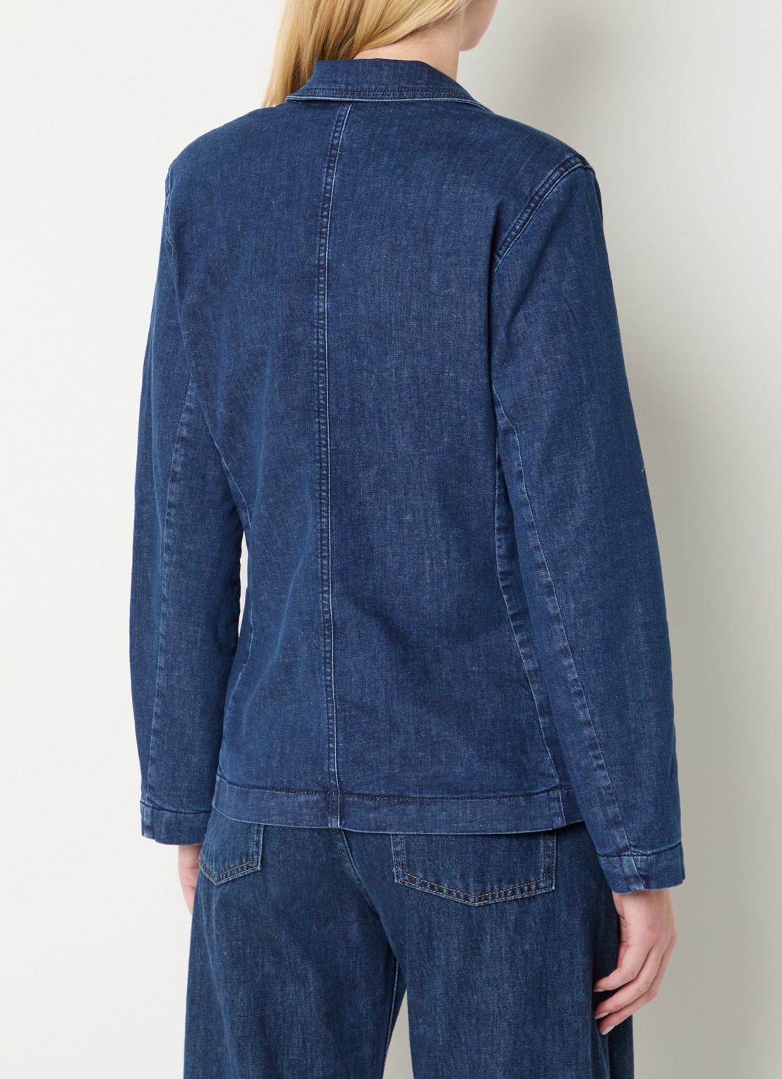 Expresso Blazer van chambray met klepzakken - achterkant indigo