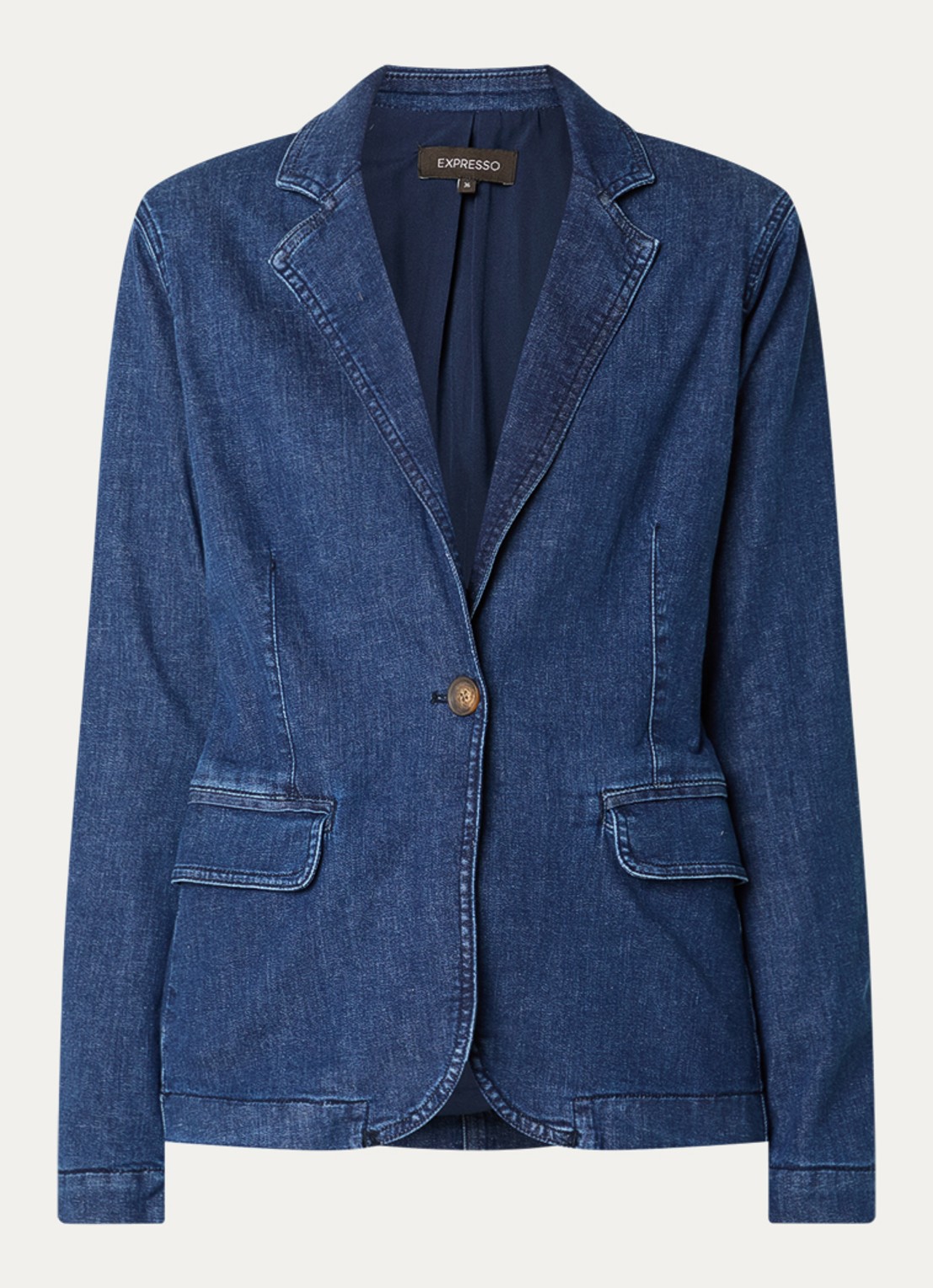 Expresso Blazer van chambray met klepzakken - voorkant 3 indigo