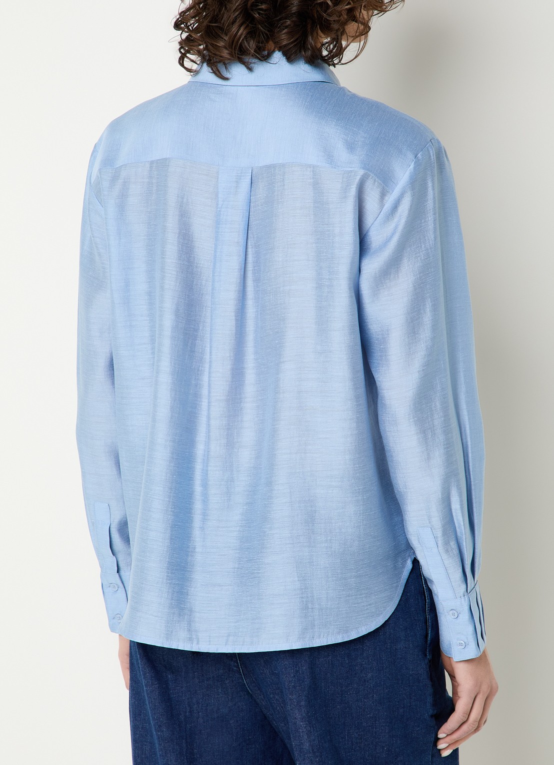 Expresso Blouse in linnenblend - achterkant 4 lichtblauw