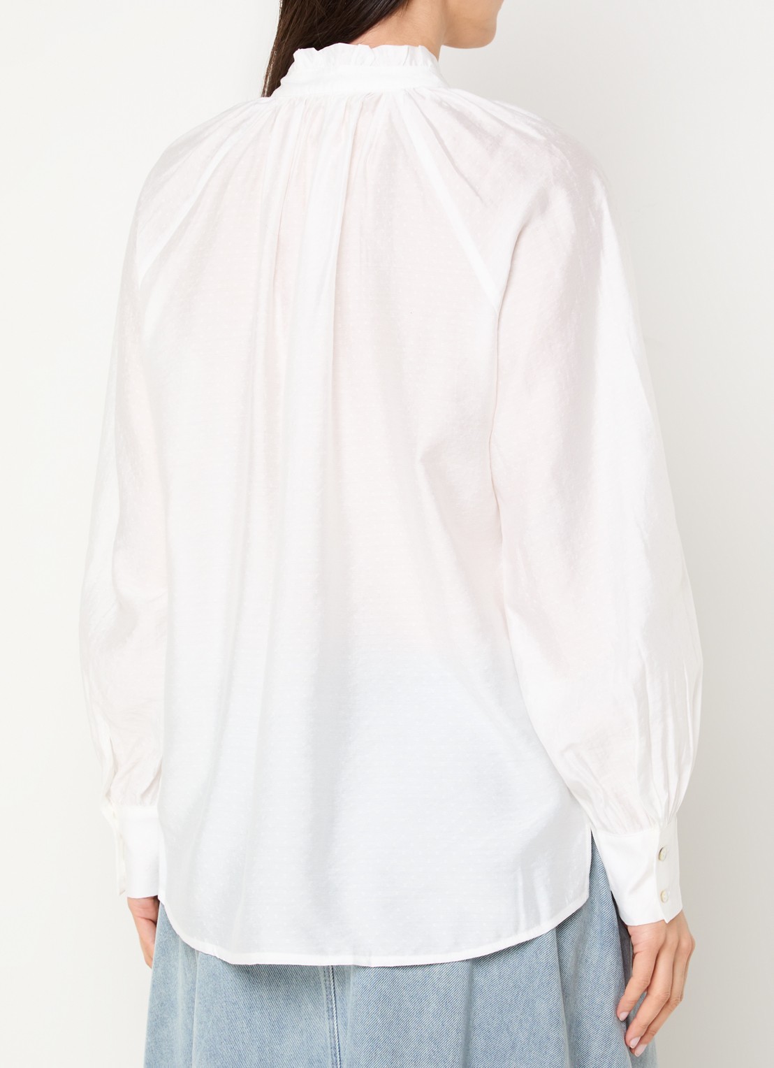 Expresso Blouse met ballonmouw en opstaande kraag - achterkant 3 wit