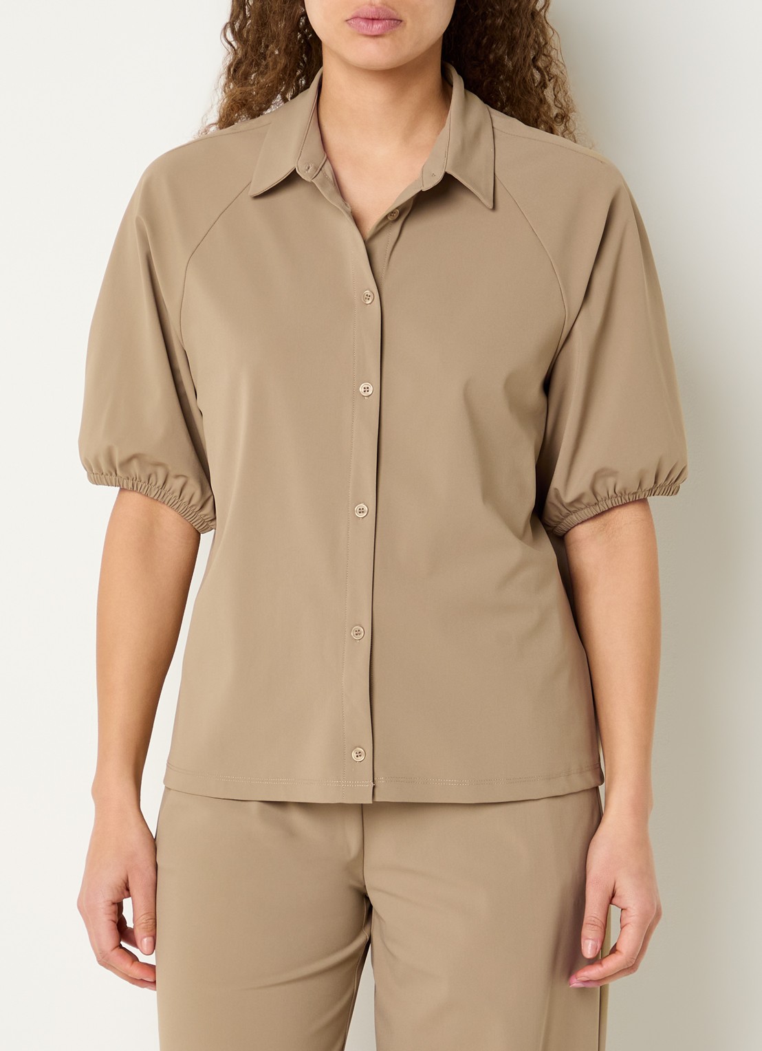 Expresso Blouse met ballonmouw - detail 2 roestbruin