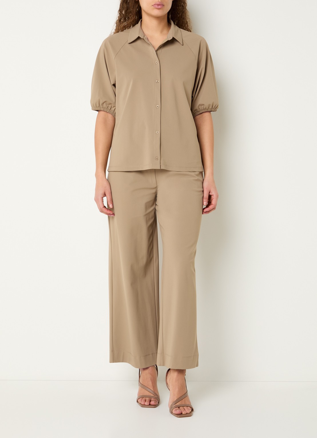 Expresso Blouse met ballonmouw - voorkant 4 roestbruin