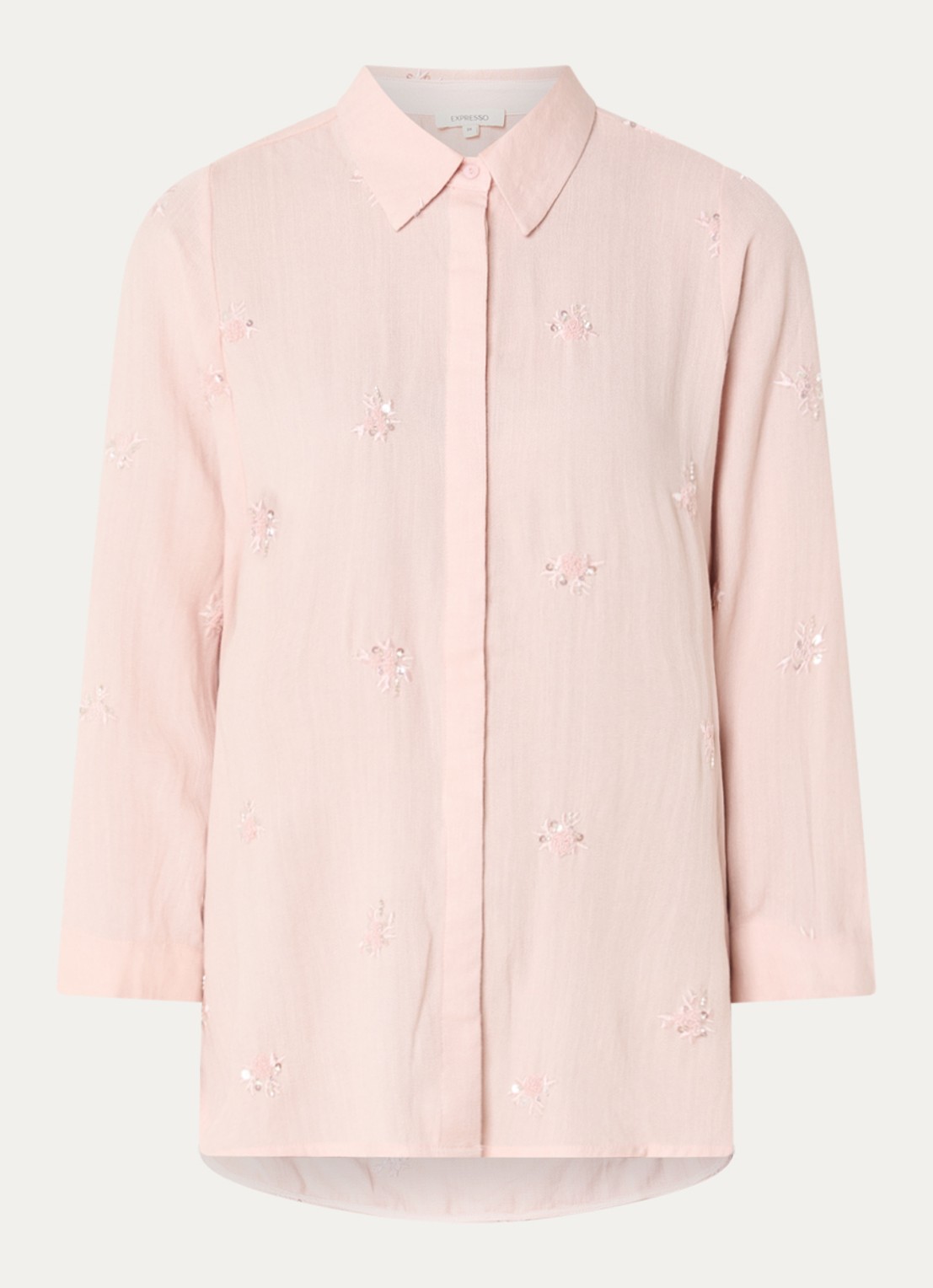 Expresso Blouse met bloemeborduring - voorkant 3 lichtroze