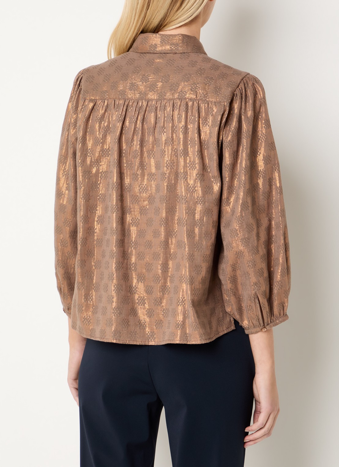 Expresso Blouse met ingeweven patroon en lurex - achterkant brons