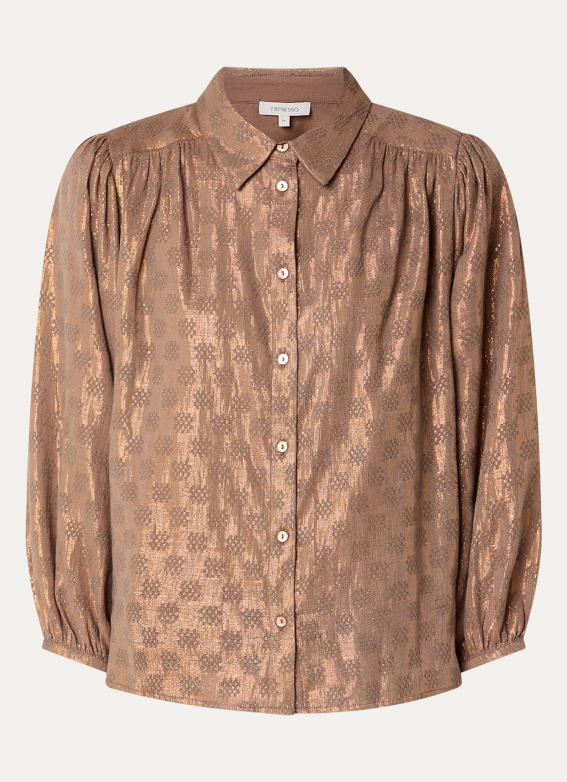 Expresso Blouse met ingeweven patroon en lurex - voorkant 2 brons