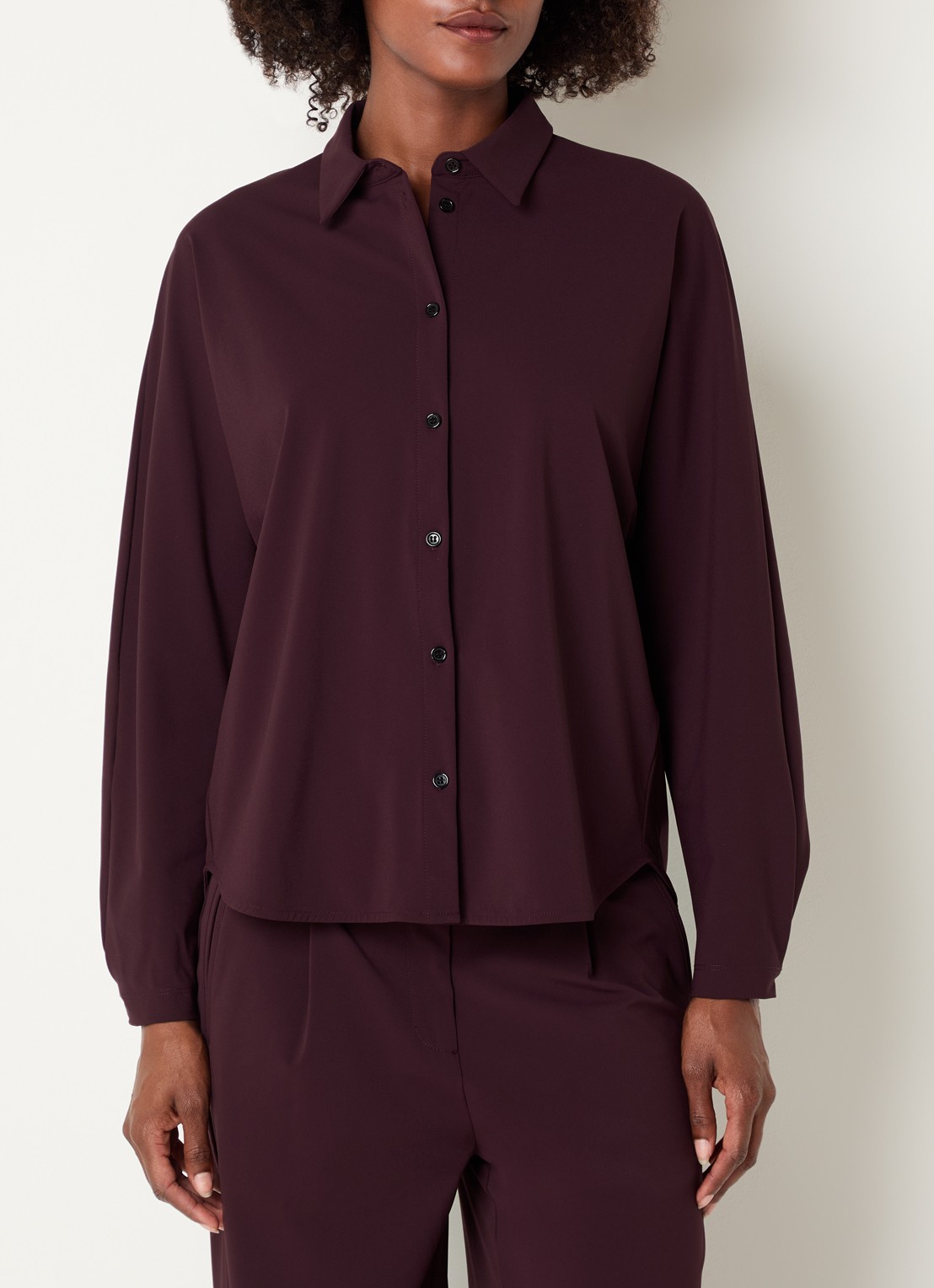 Expresso Blouse met kraag - detail aubergine