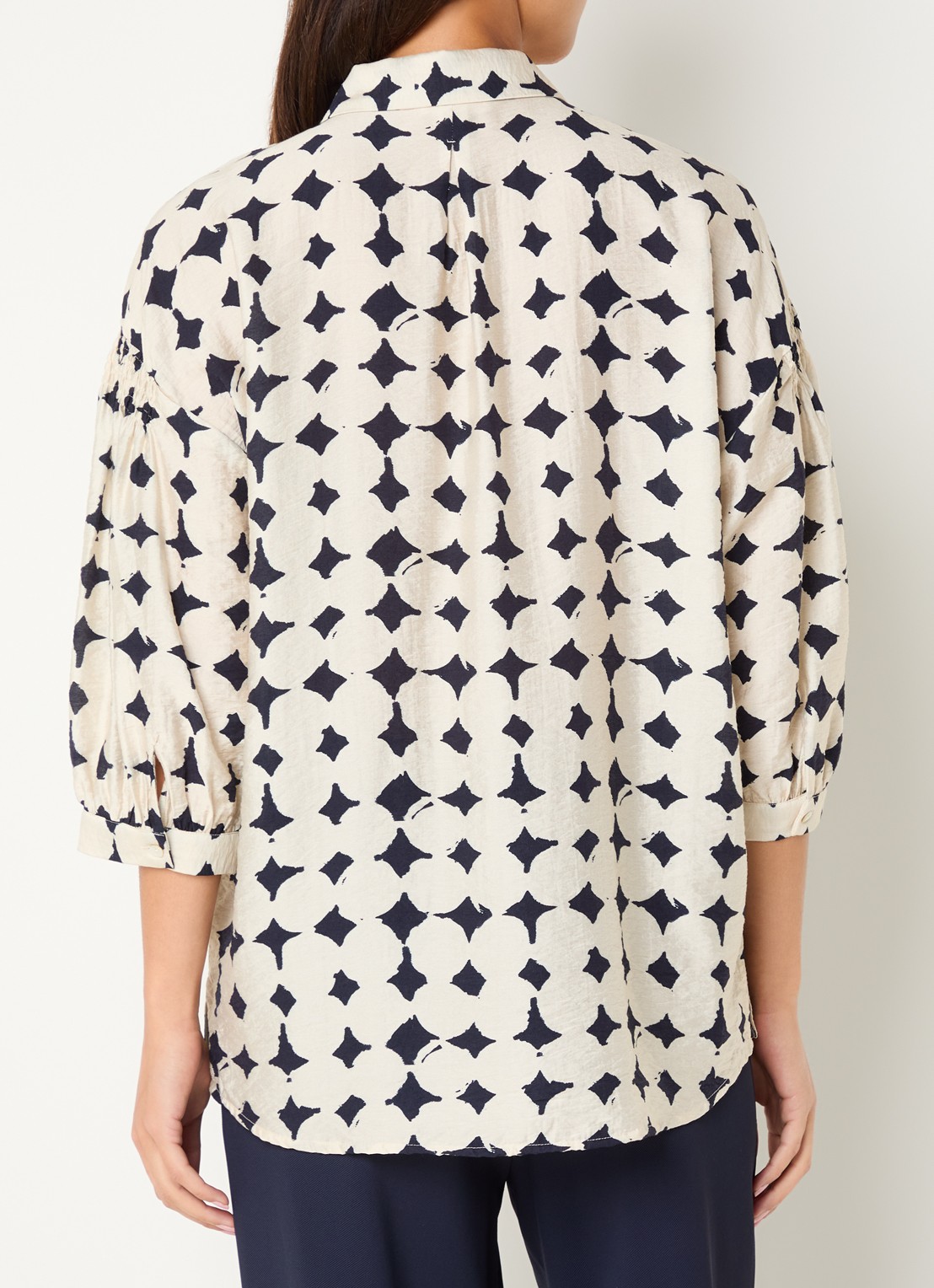Expresso Blouse met pailletten en print - achterkant 4 ivoor