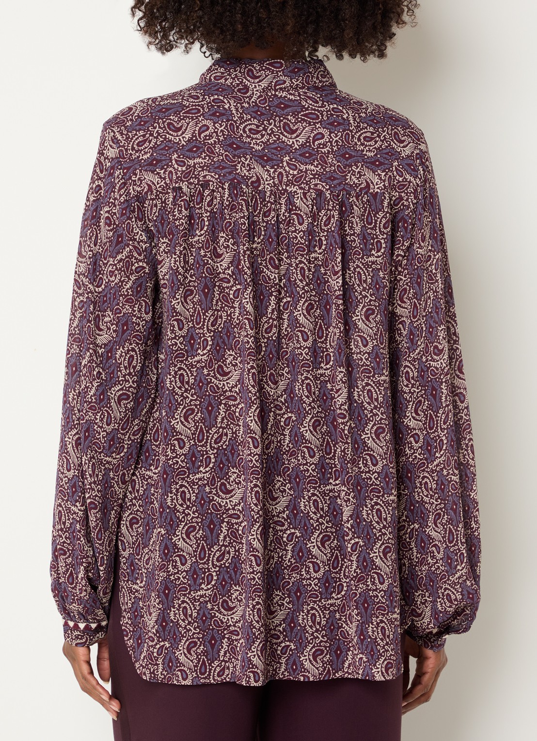 Expresso Blouse met print en ballonmouw - achterkant 2 aubergine