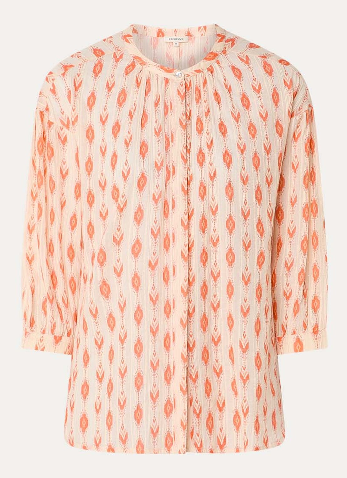 Expresso Blouse met print en lurex - voorkant koraal