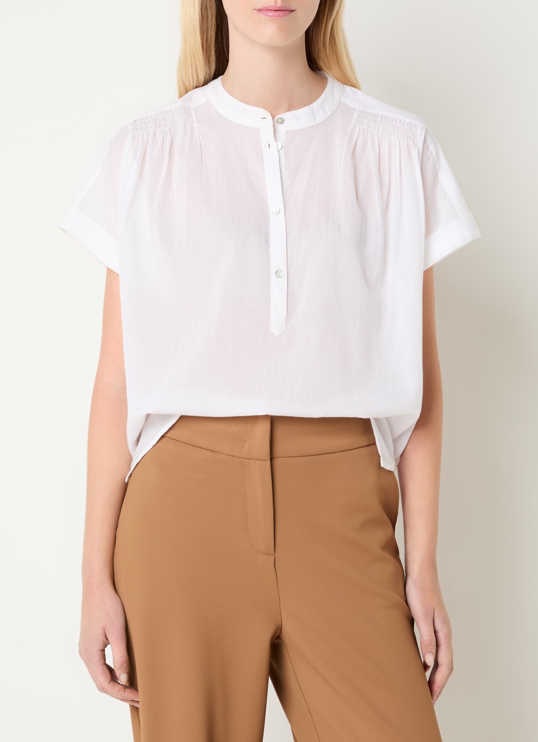 Expresso Blouse met smockwerk - detail 2 wit