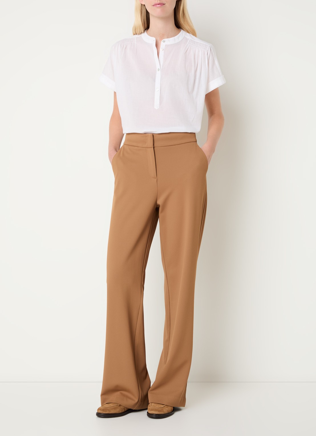 Expresso Blouse met smockwerk - voorkant 4 wit