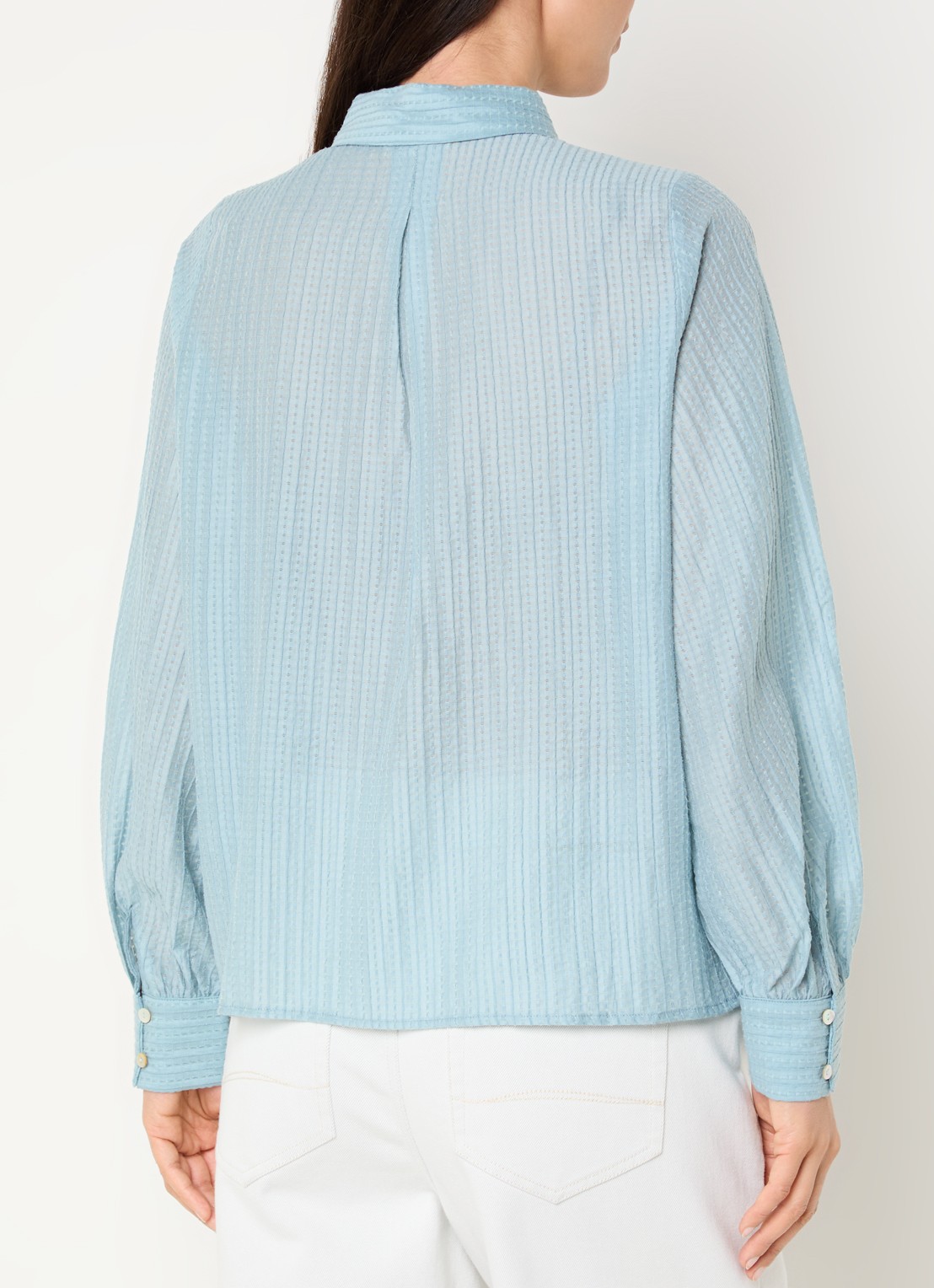 Expresso Blouse met structuur - achterkant turquoise