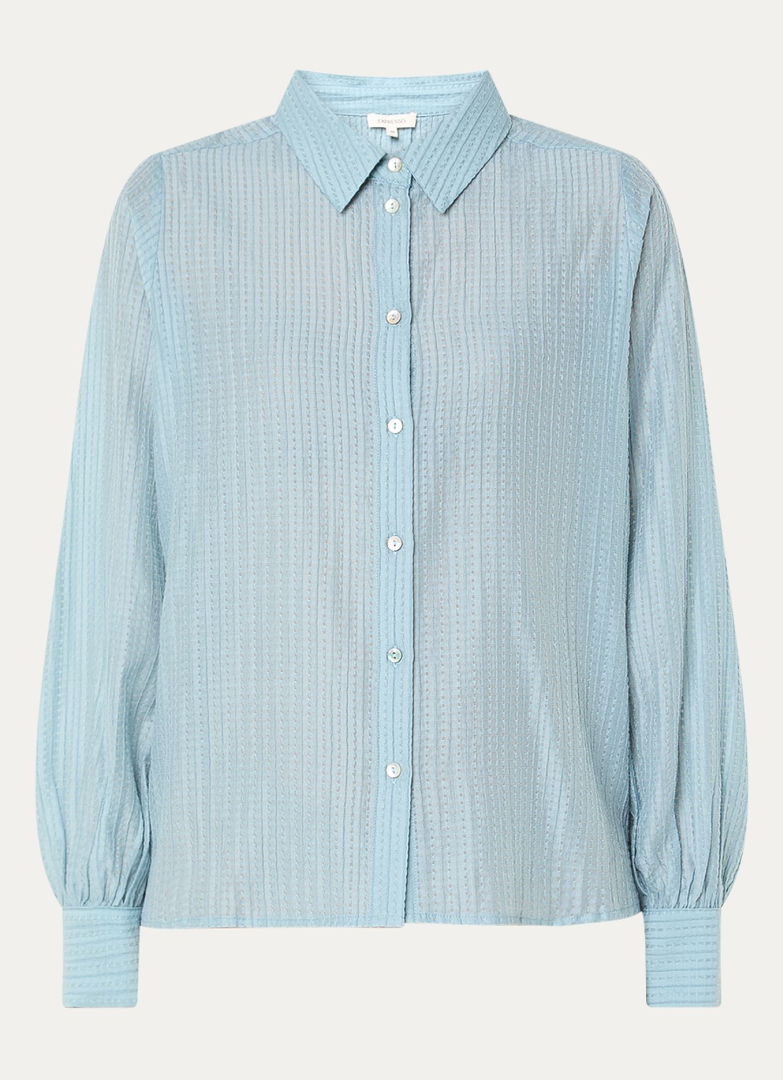 Expresso Blouse met structuur - voorkant 2 turquoise