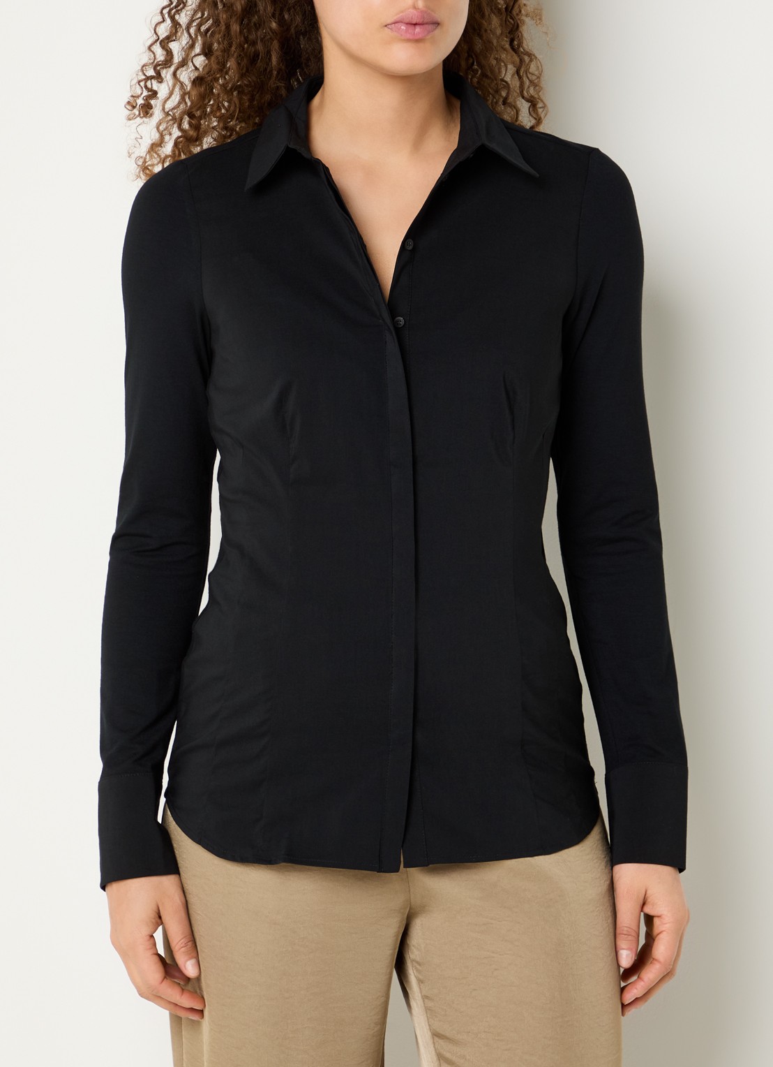 Expresso Blouse van jersey - detail 4 zwart