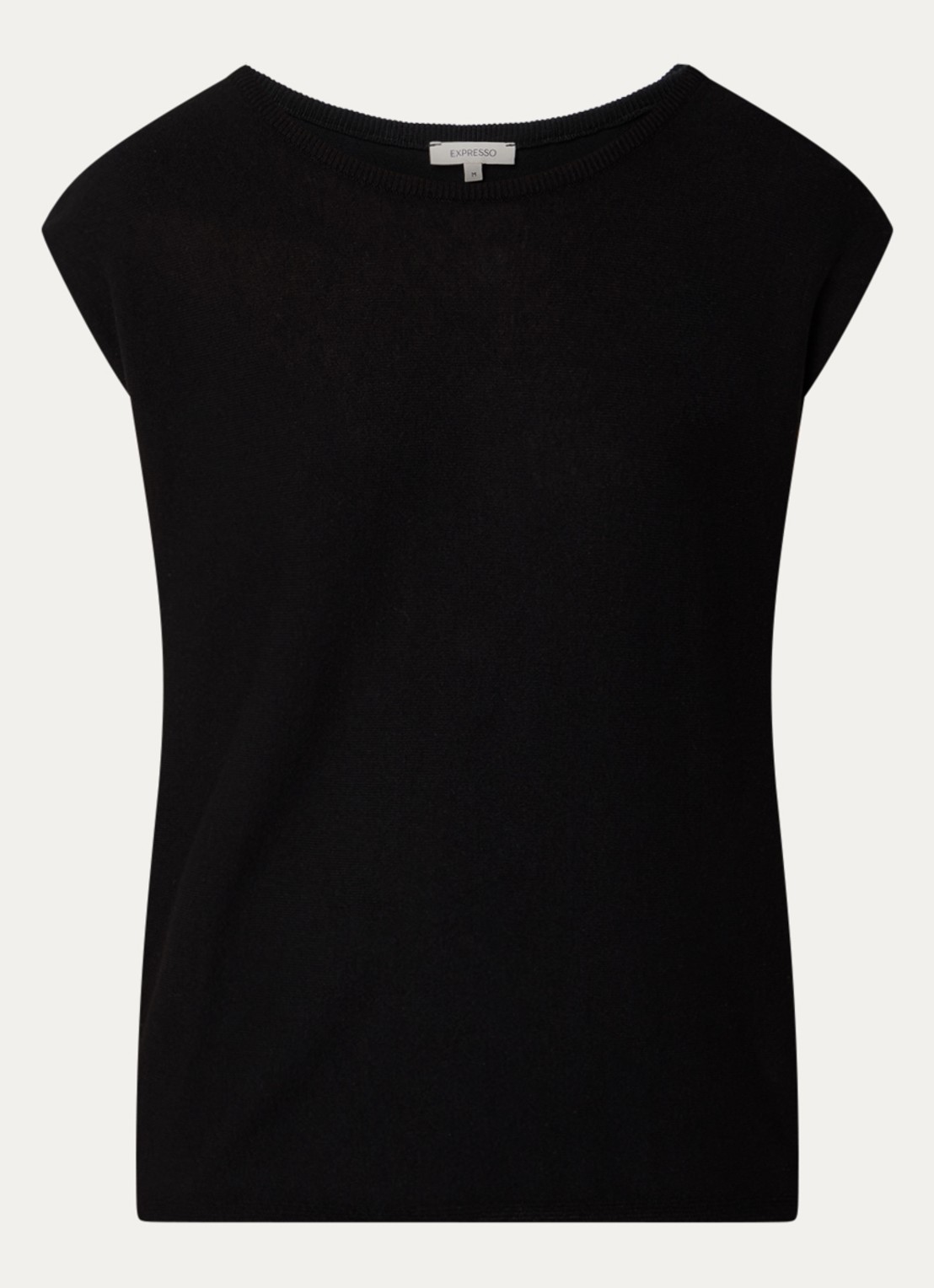 Expresso Fijngebreide spencer met boothals - voorkant 3 zwart