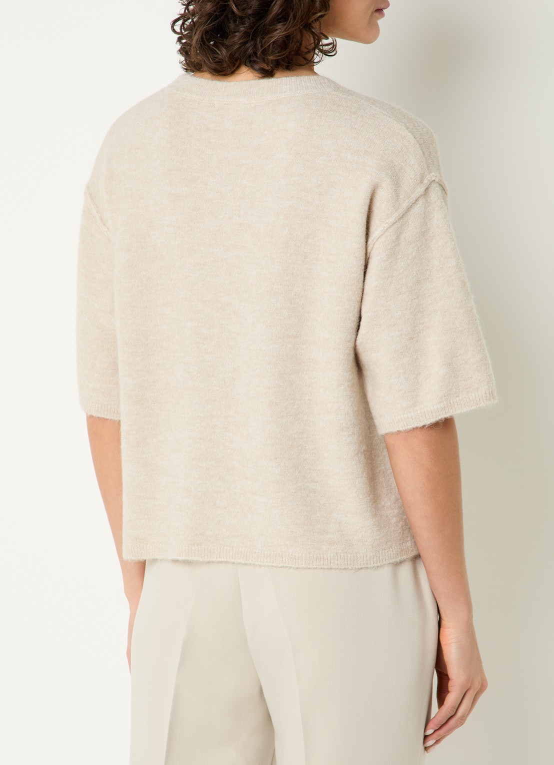 Expresso Fijngebreide top in alpaca wolblend - achterkant 4 zand