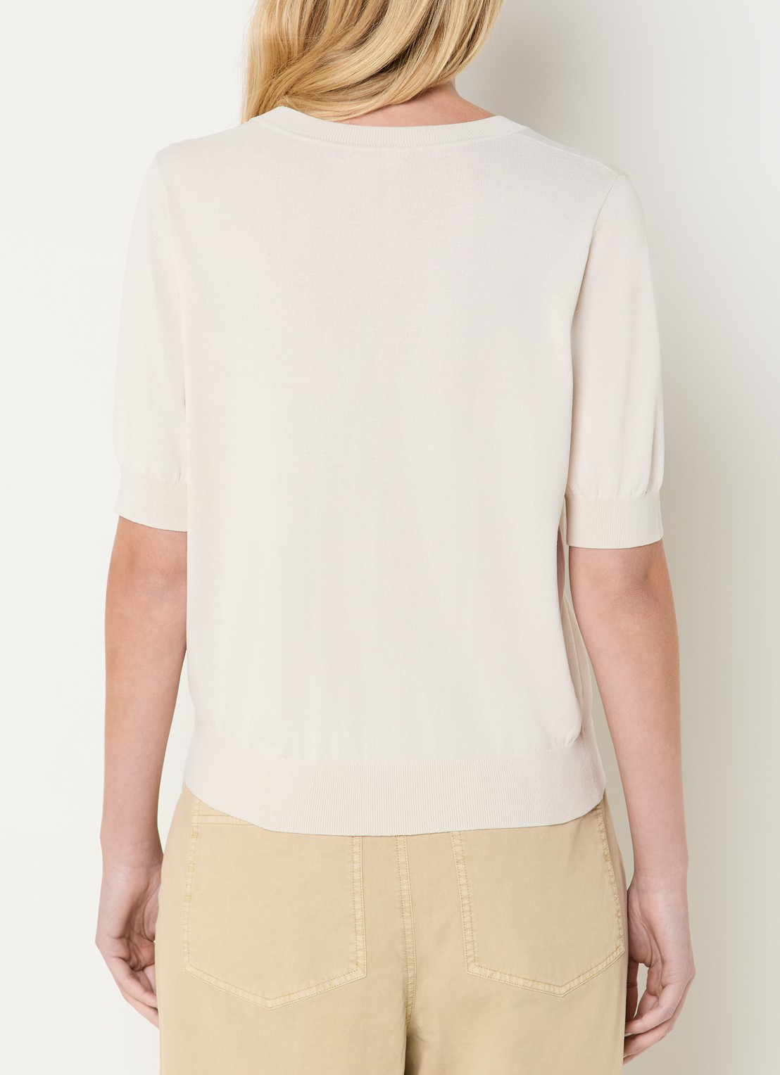 Expresso Fijngebreide top met ronde hals - achterkant 4 beige