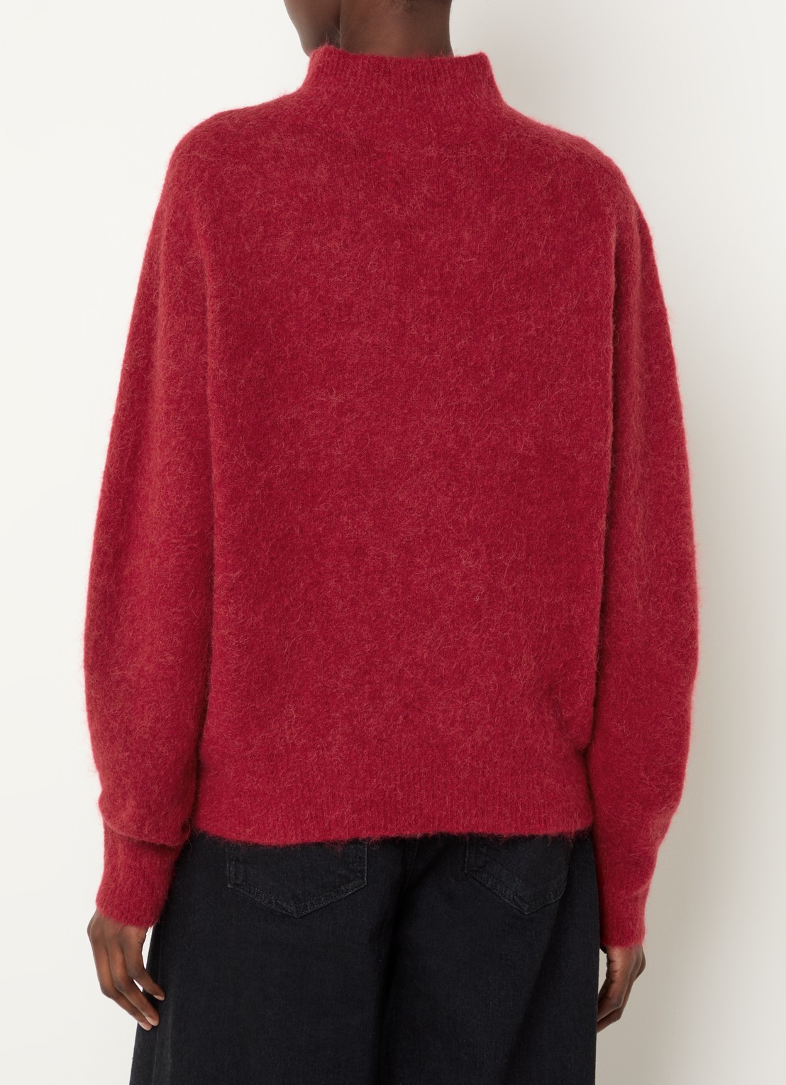 Expresso Fijngebreide trui in alpaca wolblend met opstaande kraag - achterkant 4 rood