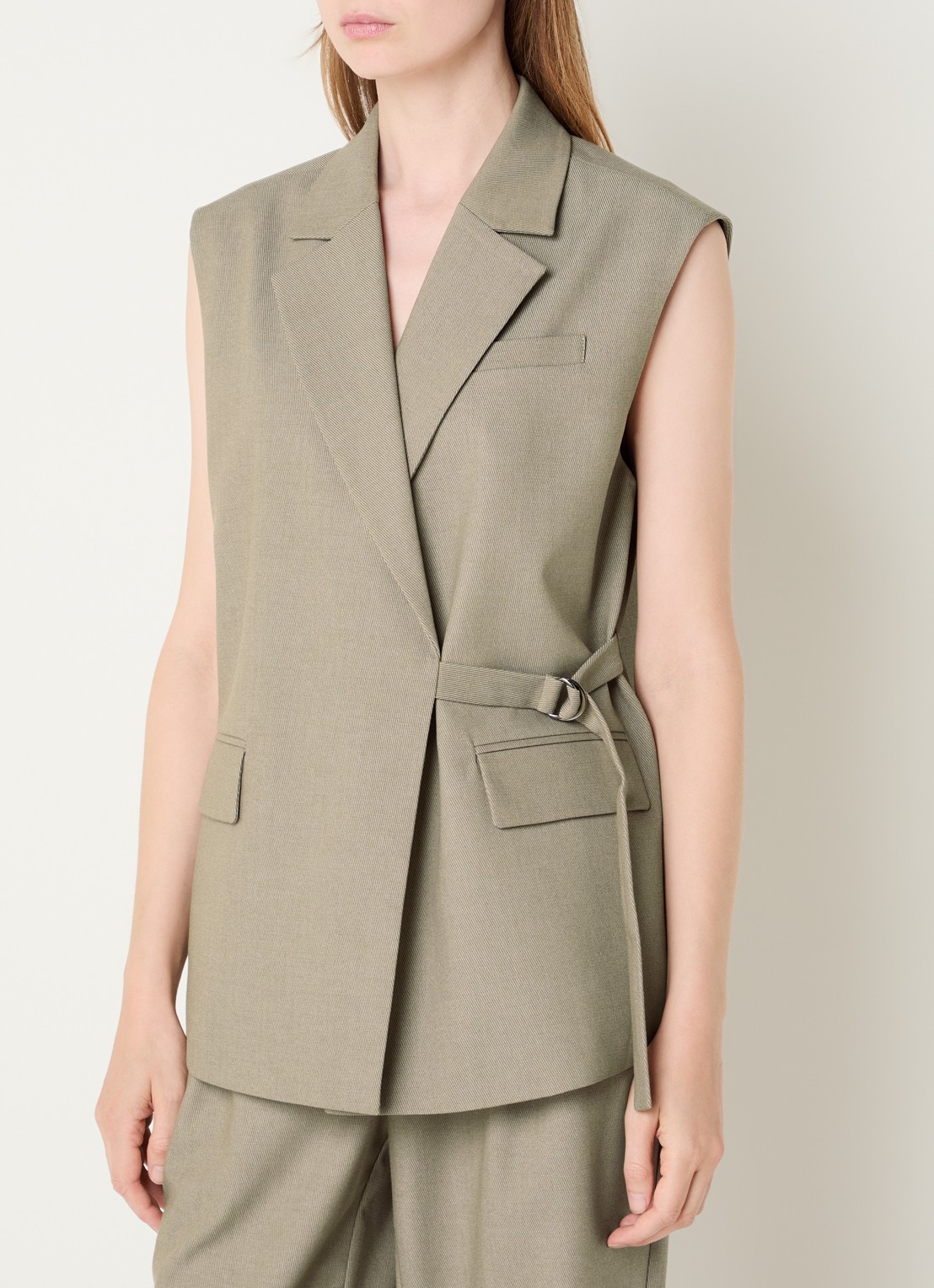 Expresso Gilet met strikceintuur - detail 4 zand