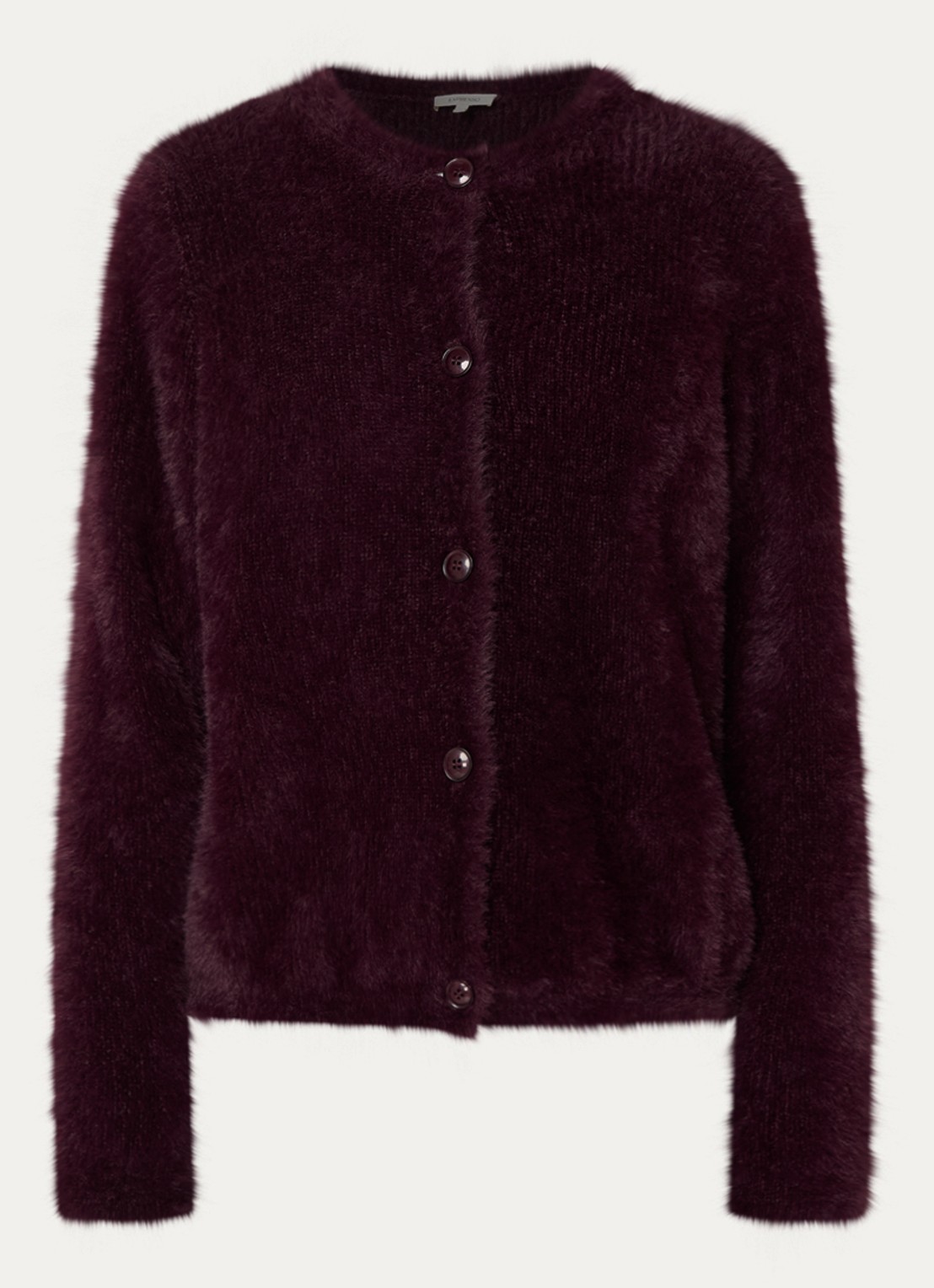 Expresso Grofgebreid vest van imitatiebont - voorkant 3 aubergine