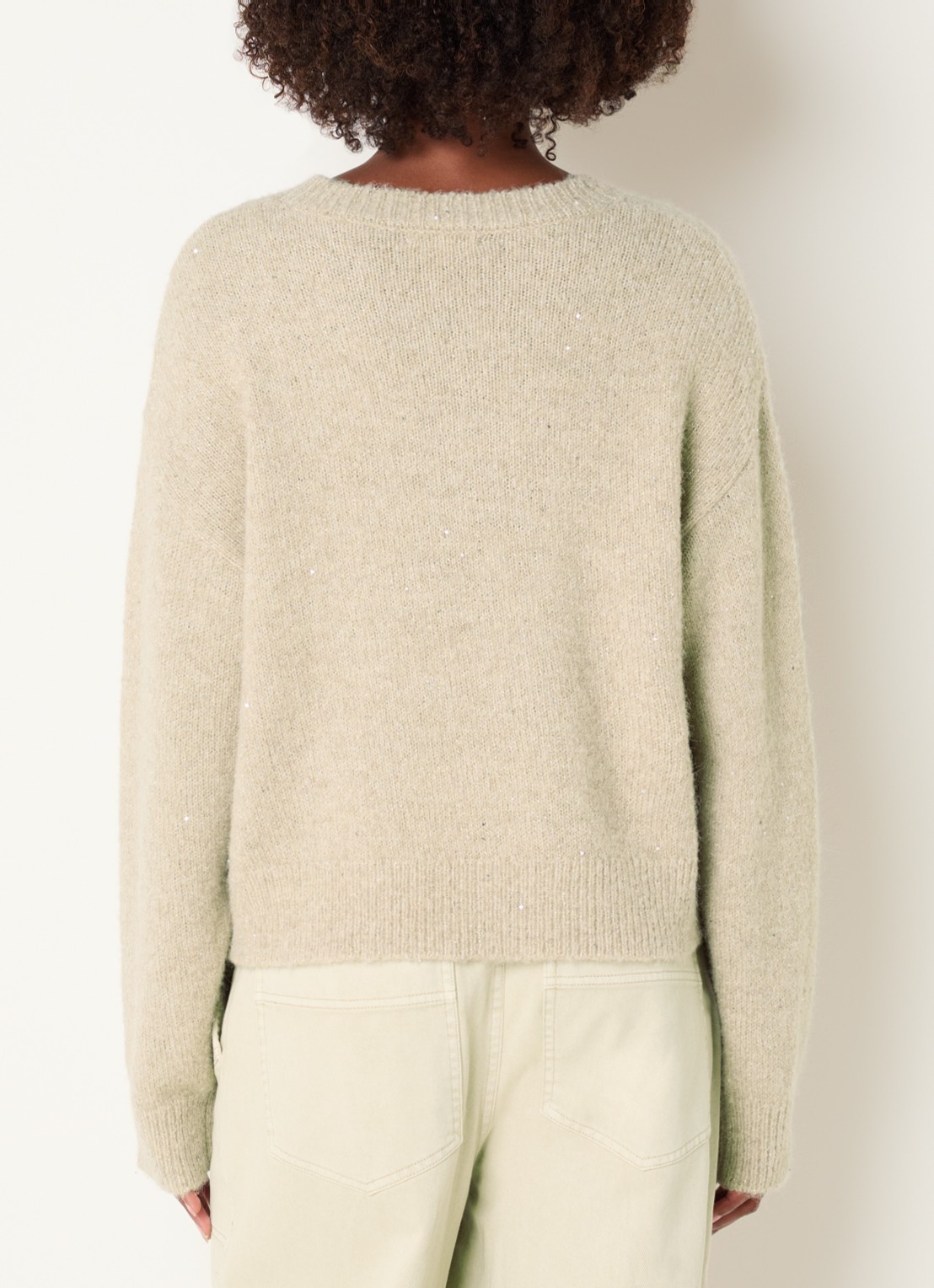 Expresso Grofgebreide trui in wolblend met strass - achterkant 3 beige