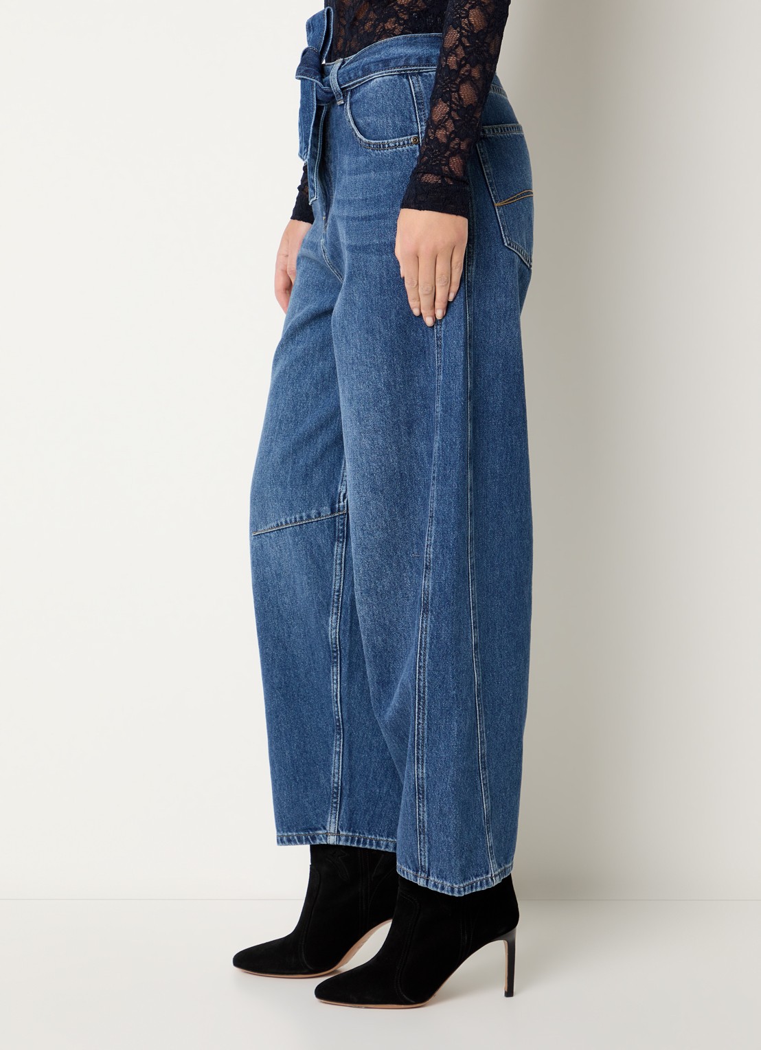 Expresso High waist balloon jeans met medium wassing - detail 2 indigo