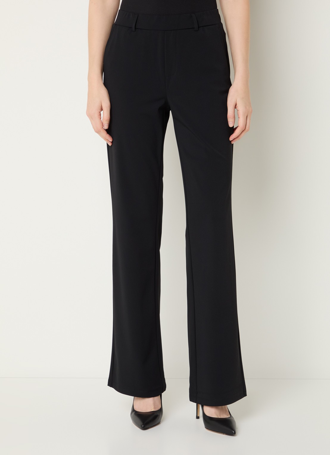 Expresso High waist bootcut fit pantalon van travelstof - detail 3 zwart