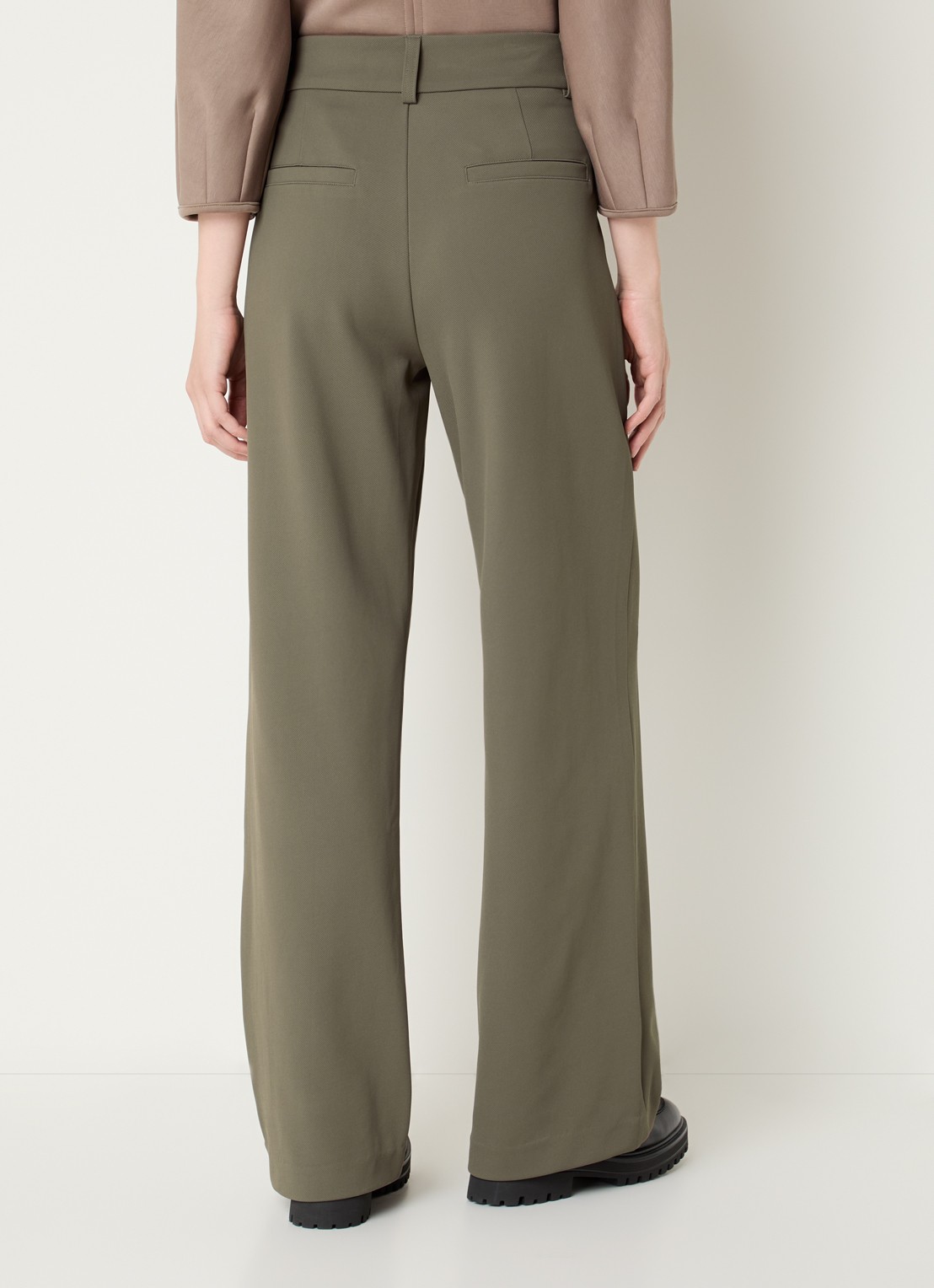 Expresso High waist flared fit broek met steekzakken - achterkant 3 zand