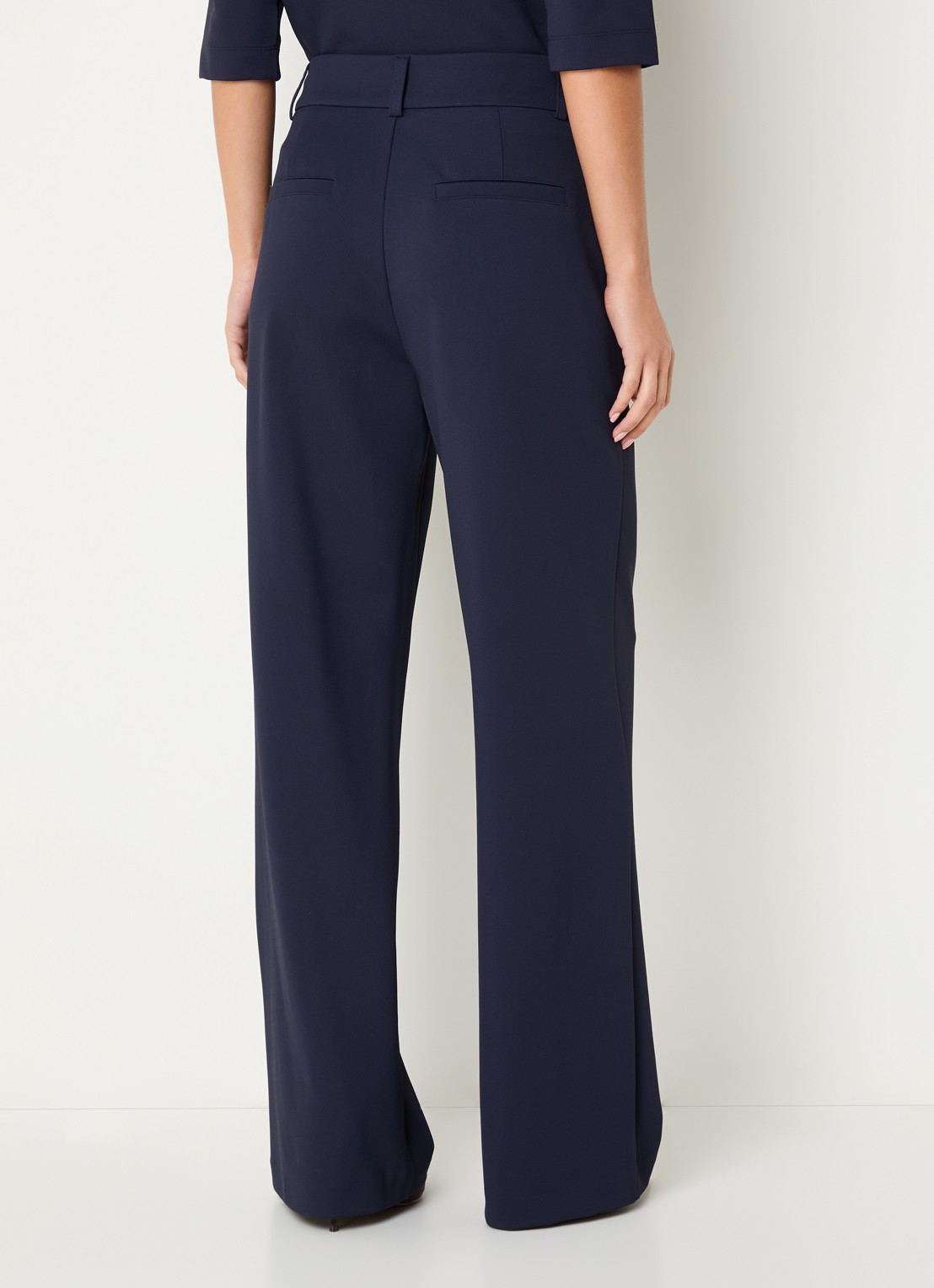 Expresso High waist flared fit broek met steekzakken - achterkant 4 donkerblauw