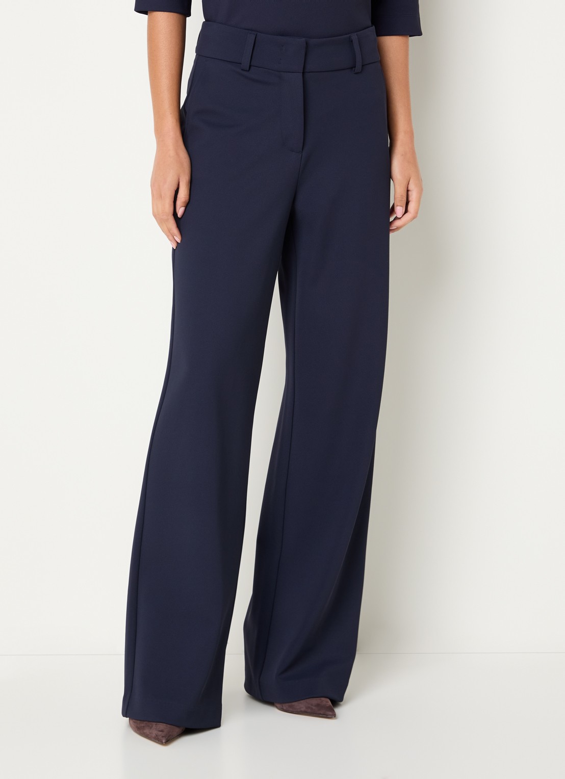 Expresso High waist flared fit broek met steekzakken - detail donkerblauw