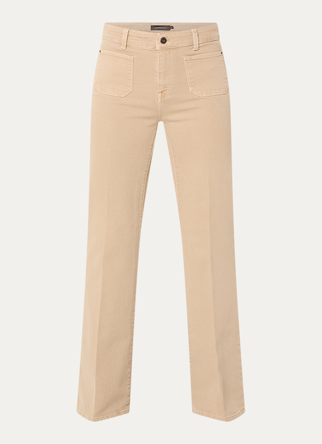 Expresso High waist flared fit chino met steekzakken - voorkant 3 beige