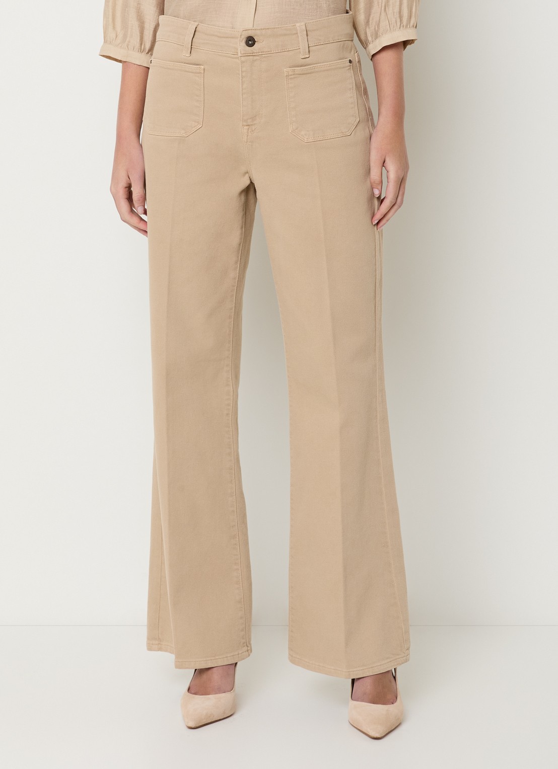 Expresso High waist flared fit chino met steekzakken - detail 7 beige