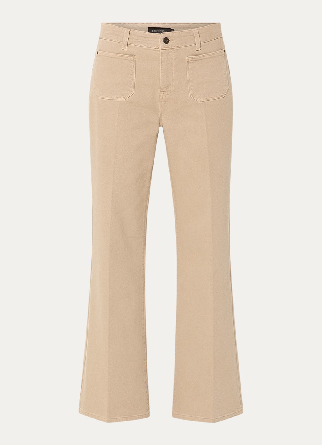 Expresso High waist flared fit chino met steekzakken - voorkant 5 beige
