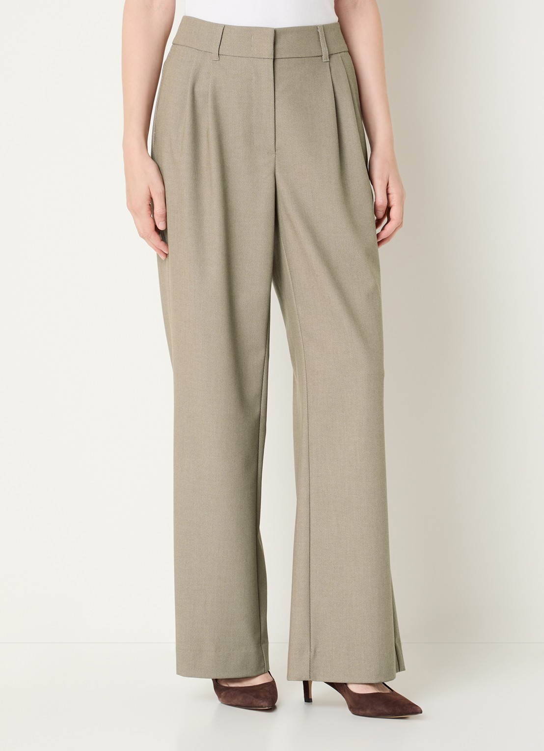 Expresso High waist flared fit pantalon met steekzakken - detail 4 donkerbeige