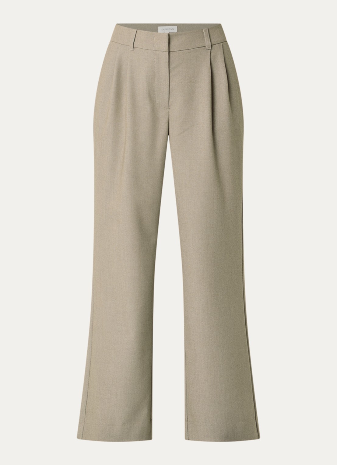 Expresso High waist flared fit pantalon met steekzakken - voorkant 2 donkerbeige