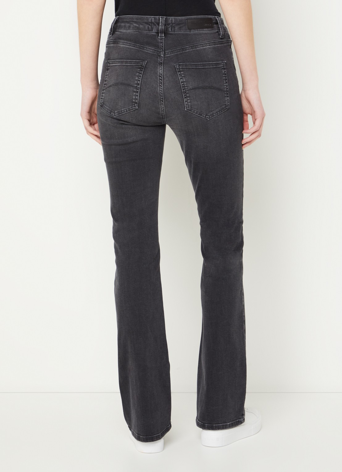 Expresso High waist flared jeans met steekzakken - achterkant 5 donkergrijs