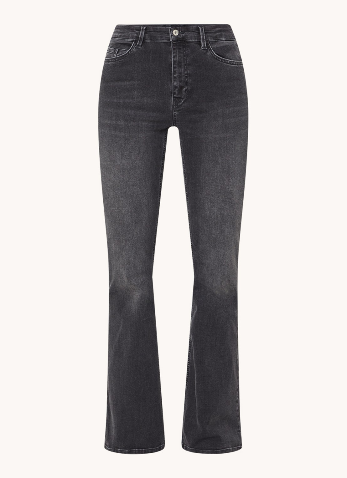 Expresso High waist flared jeans met steekzakken - voorkant donkergrijs