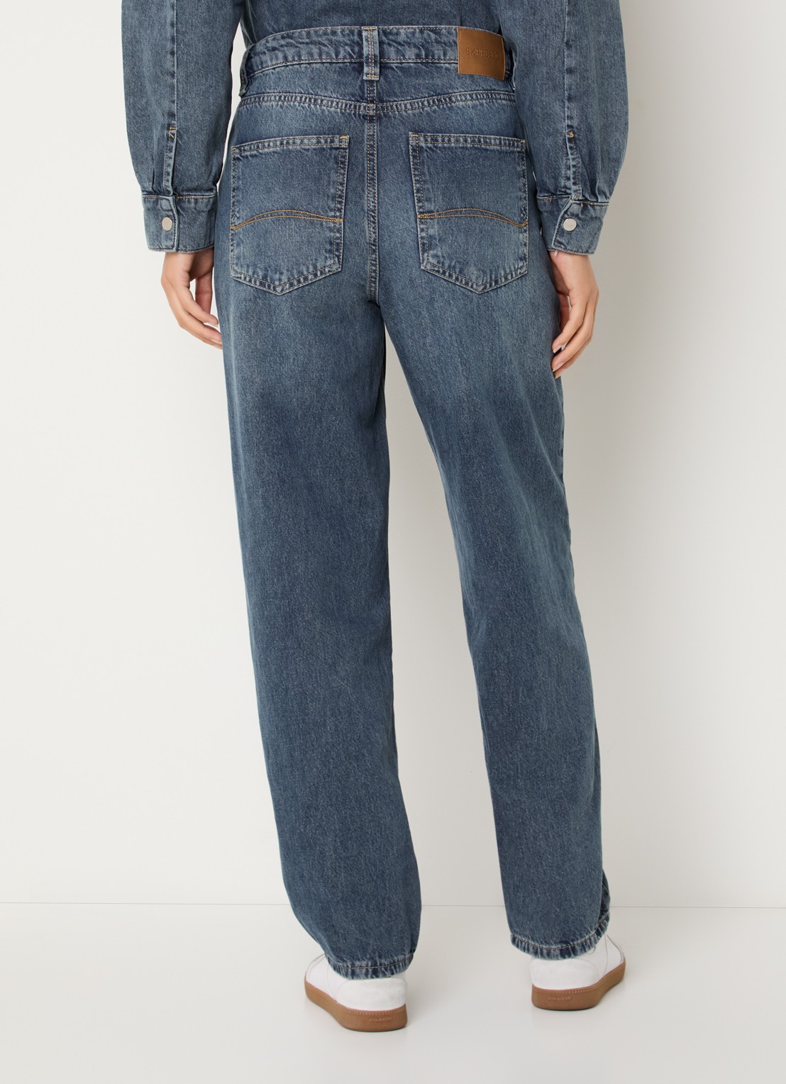 Expresso High waist straight fit jeans met medium wassing - achterkant 5 indigo