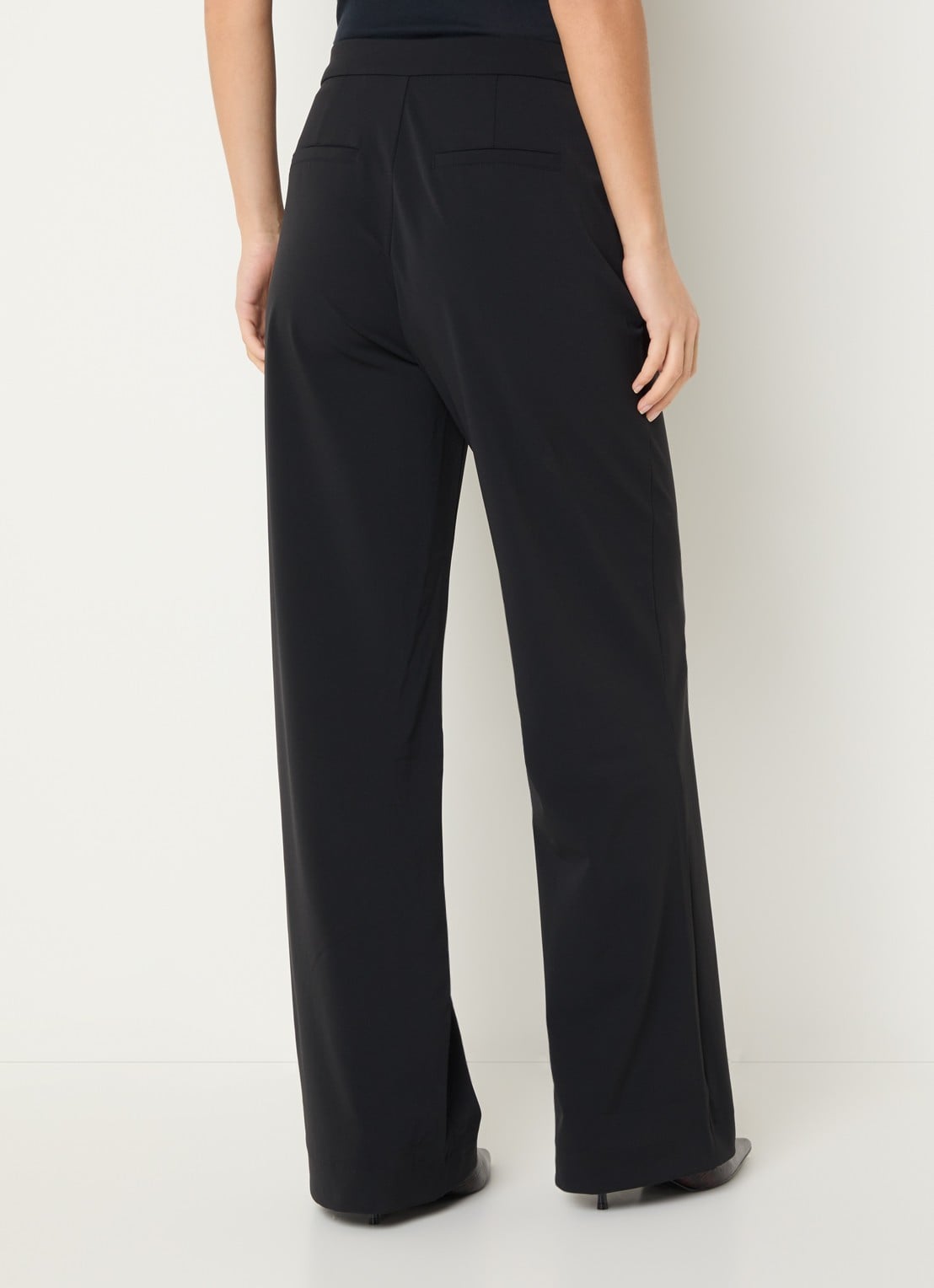 Expresso High waist straight fit pantalon met paspelzakken - achterkant 3 zwart