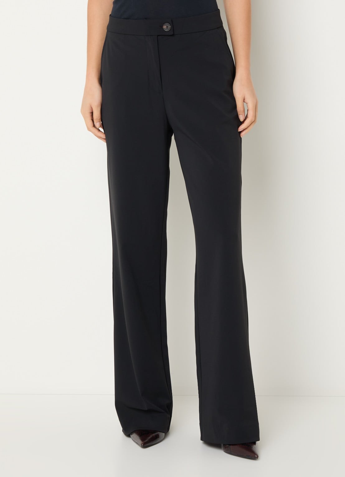 Expresso High waist straight fit pantalon met paspelzakken - detail 4 zwart