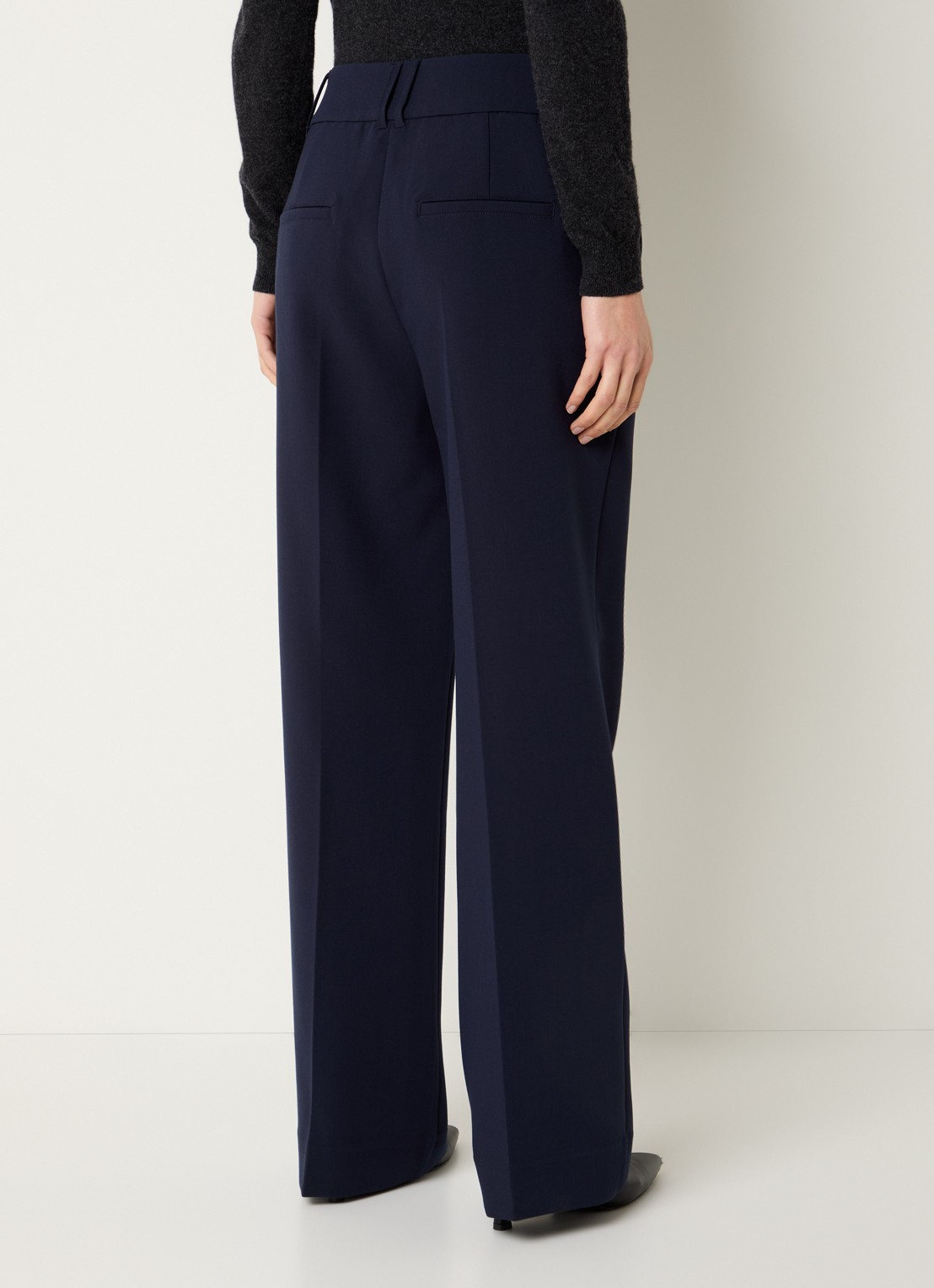 Expresso High waist straight fit pantalon met steekzakken - achterkant 4 donkerblauw