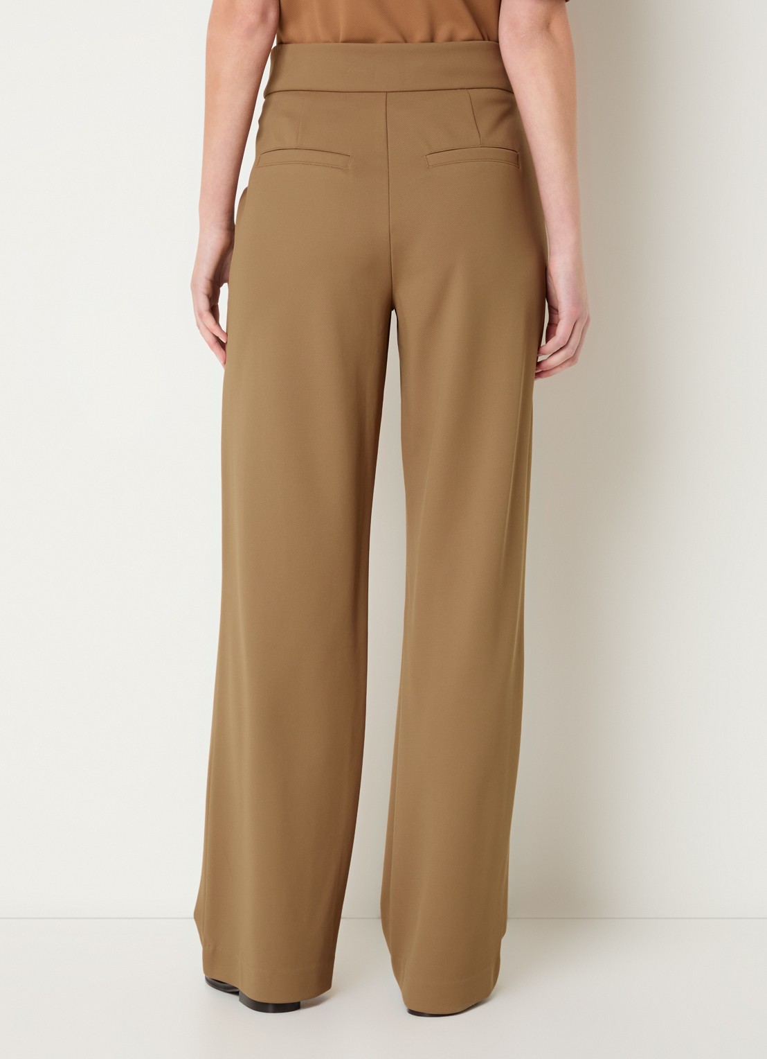 Expresso High waist straight fit pantalon met steekzakken - achterkant 4 camel