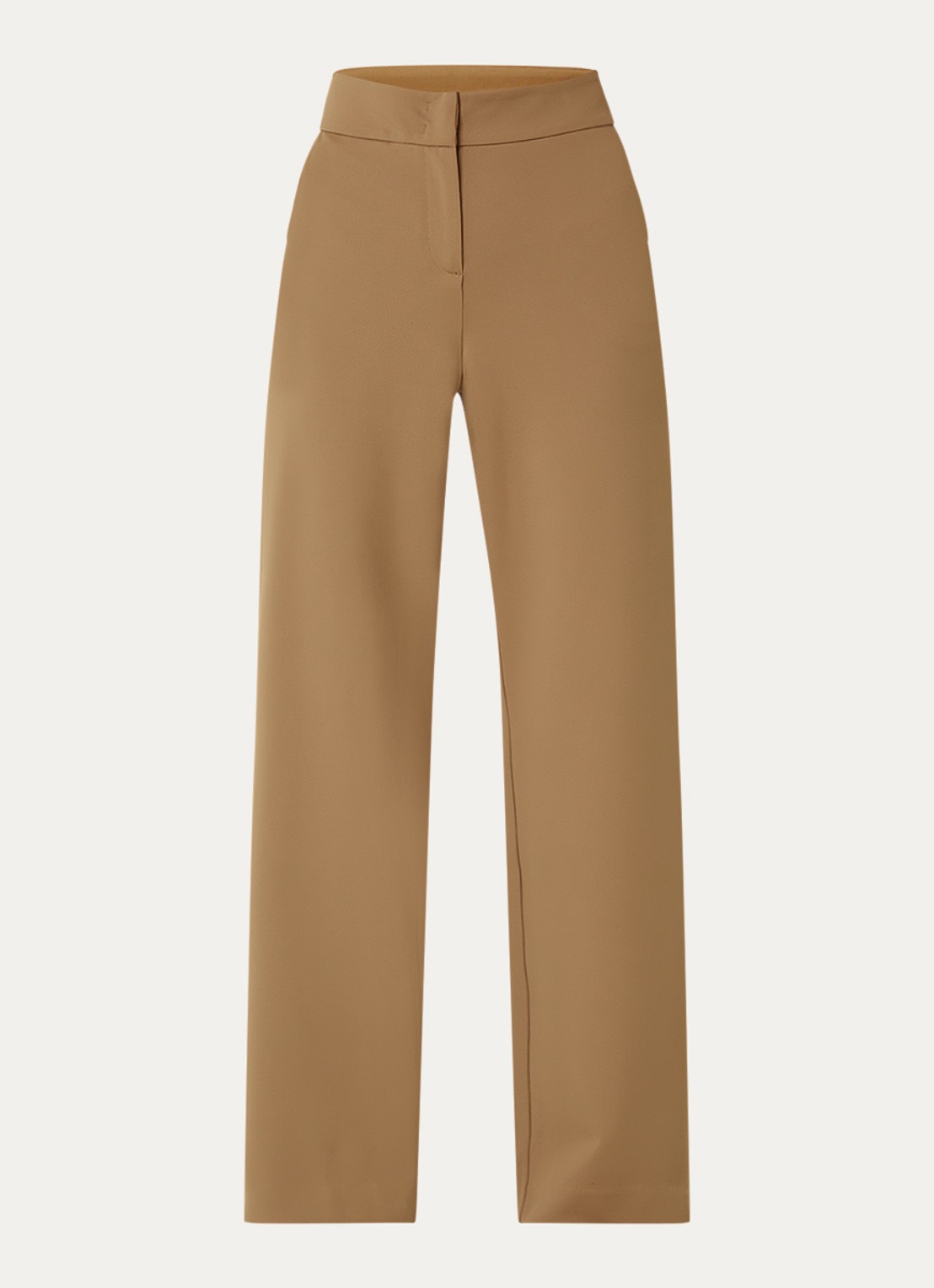 Expresso High waist straight fit pantalon met steekzakken - voorkant camel